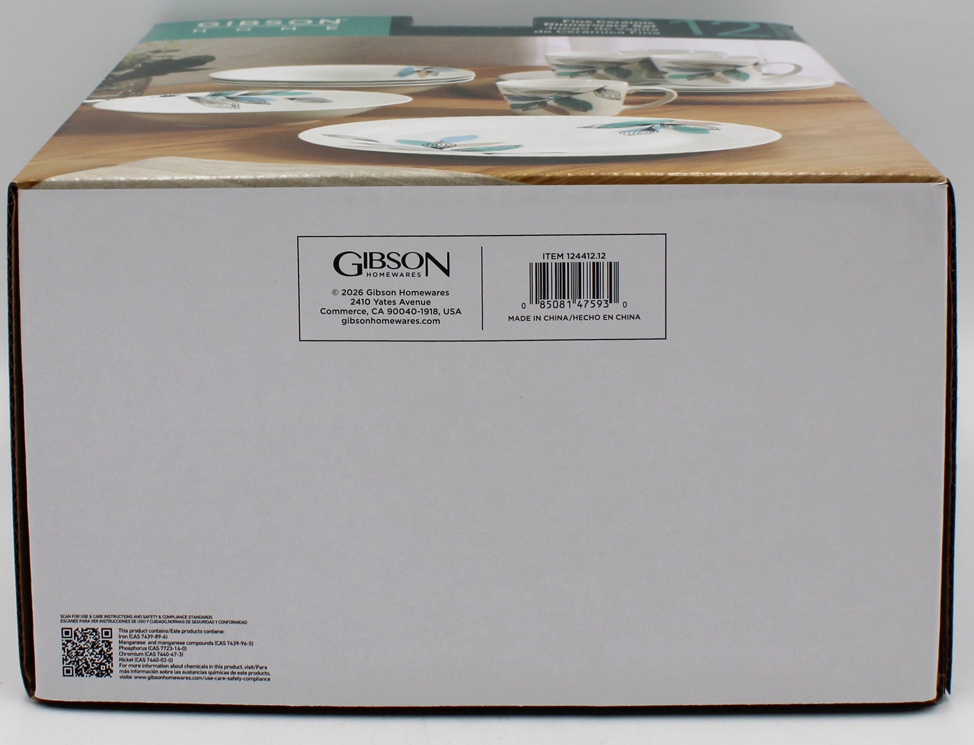 12PC GIBSON HOME DINNERWARE SET - CERMIC VINEYARD BLUE NI