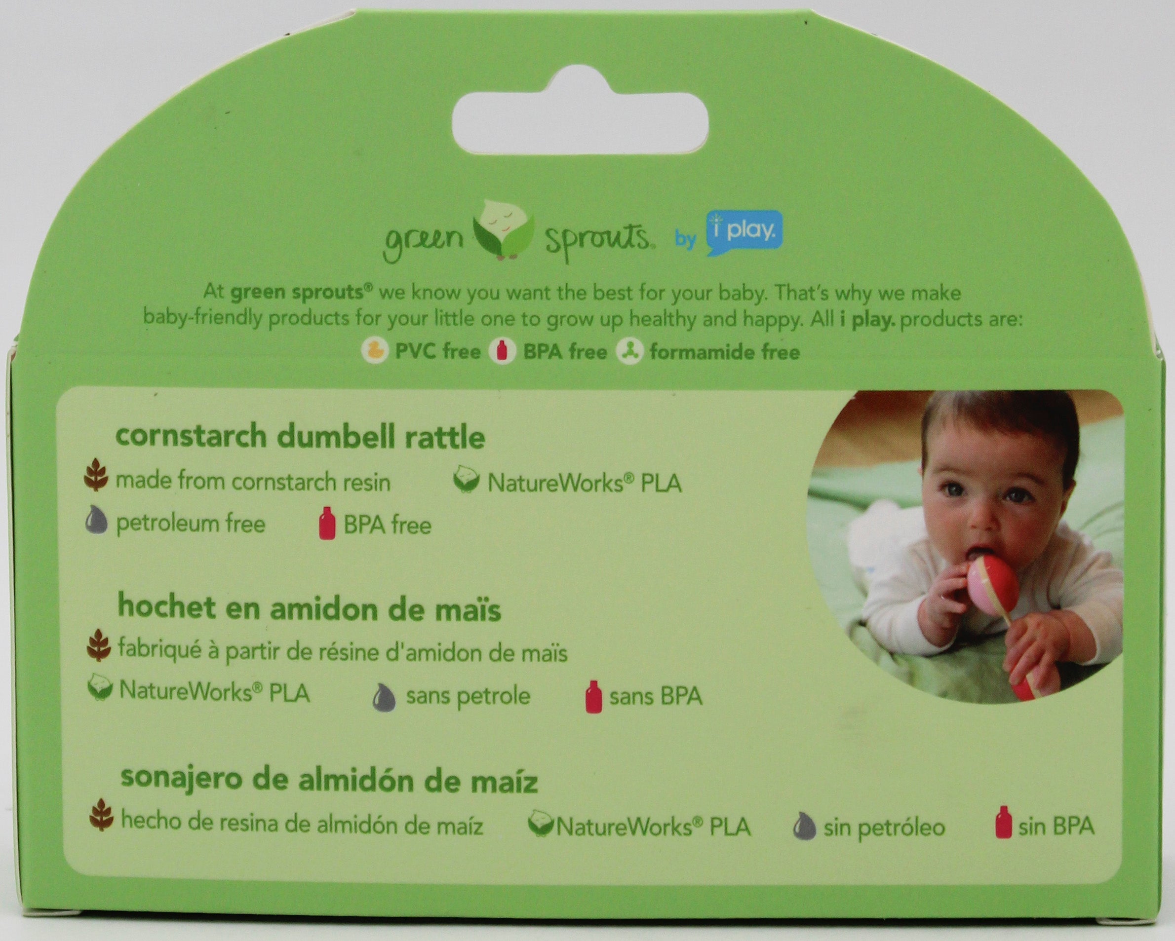 O2COOL CORNSTARCH DUMBBELL RATTLE - PINK - 3MO+ NI