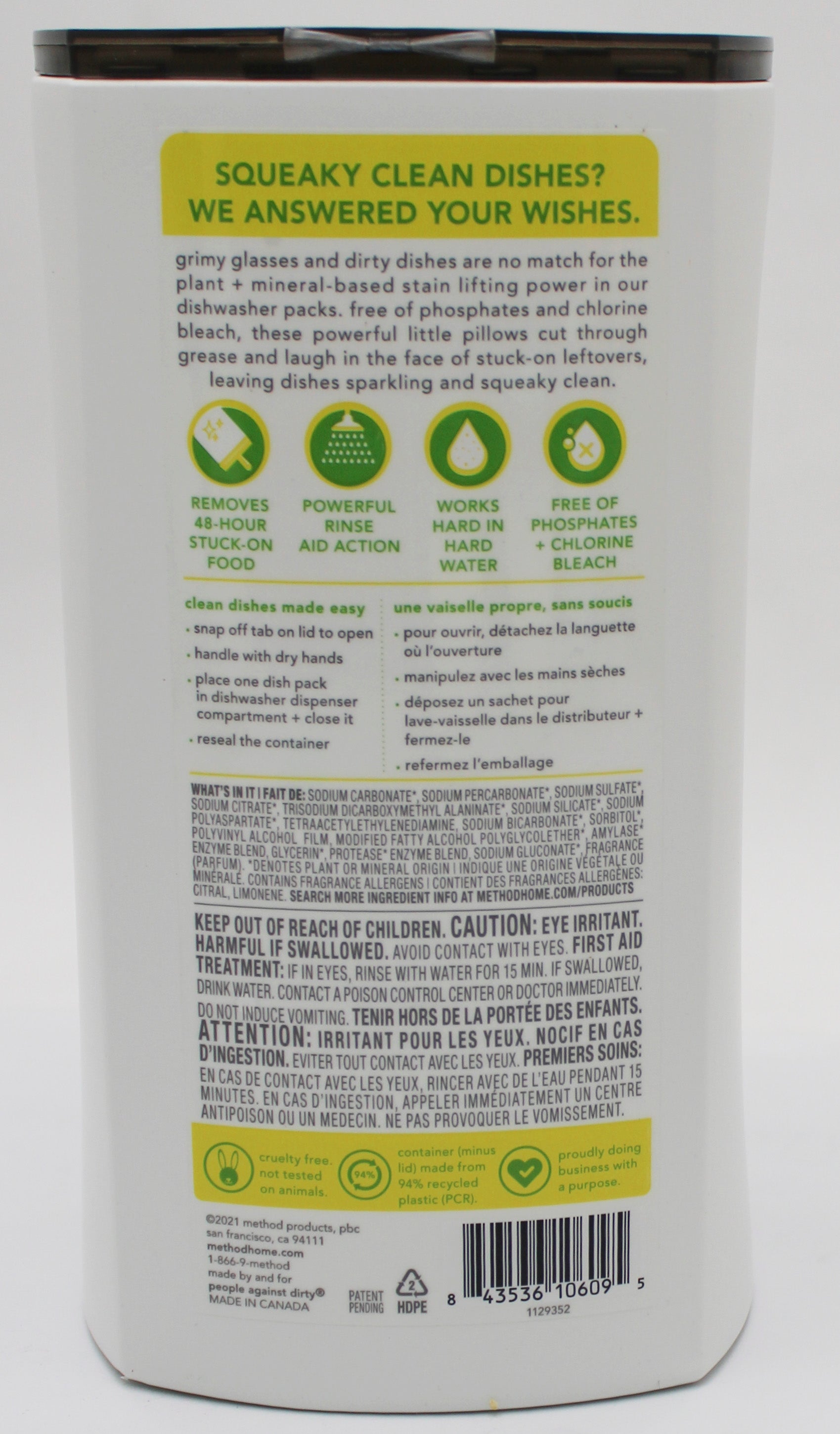 METHOD DISHWASHER PACKS LEMON MINT 54ct US