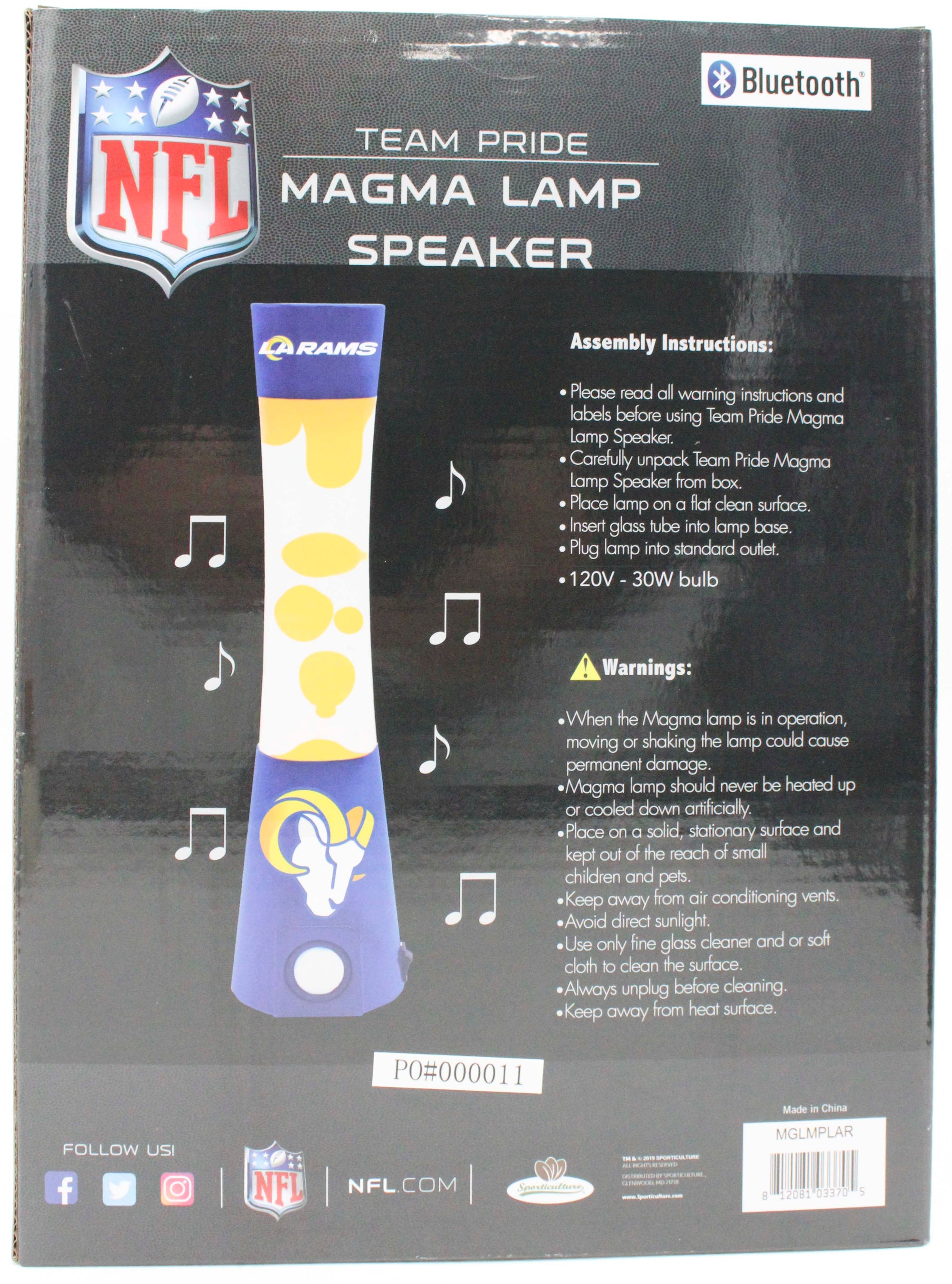 LOS ANGELES RAMS LAVA LAMP SPEAKER 16.5"