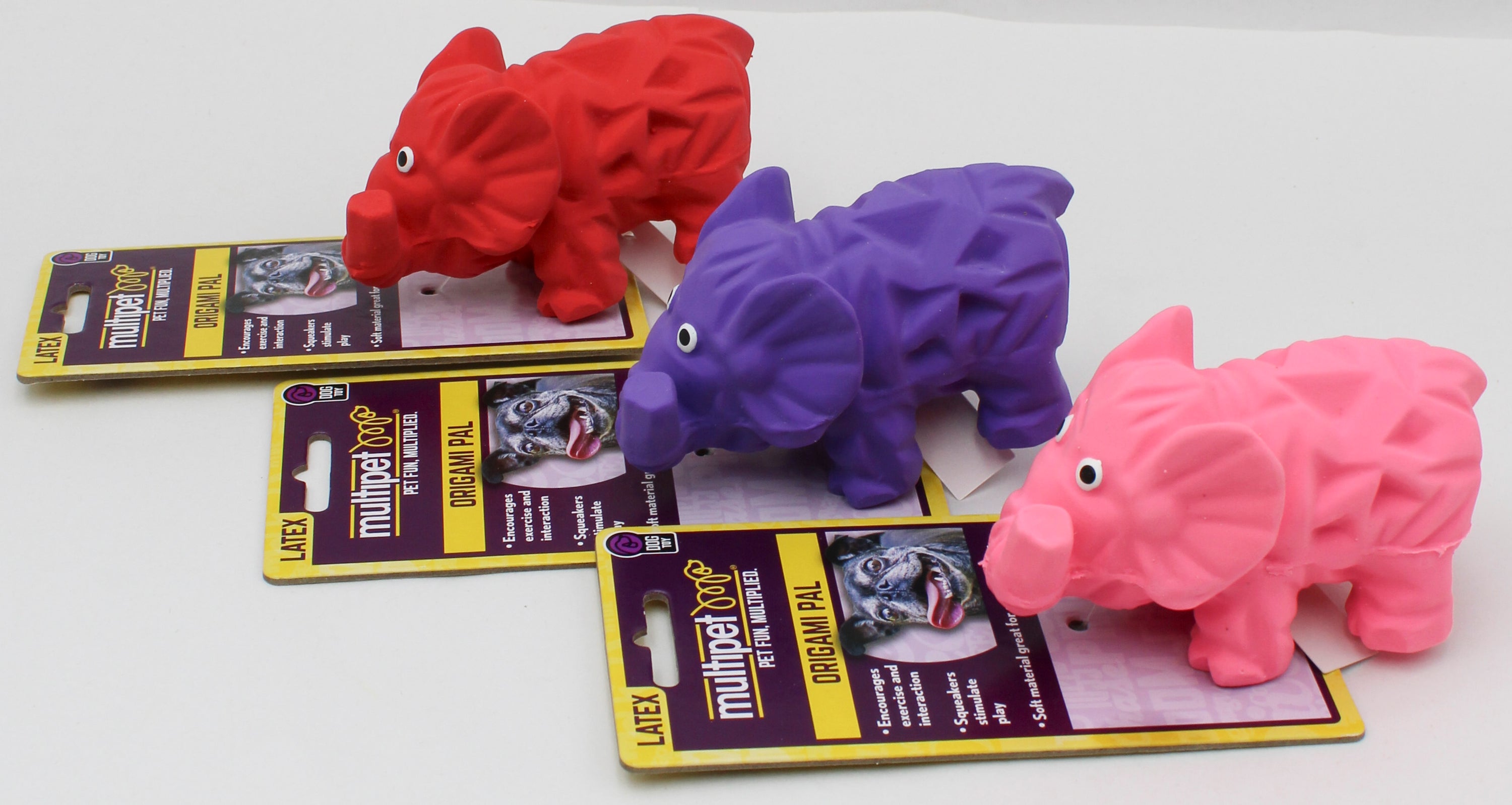 MULTIPET ORIGAMI PALS ELEPHANT (LATEX) DOG TOY - 3.5"