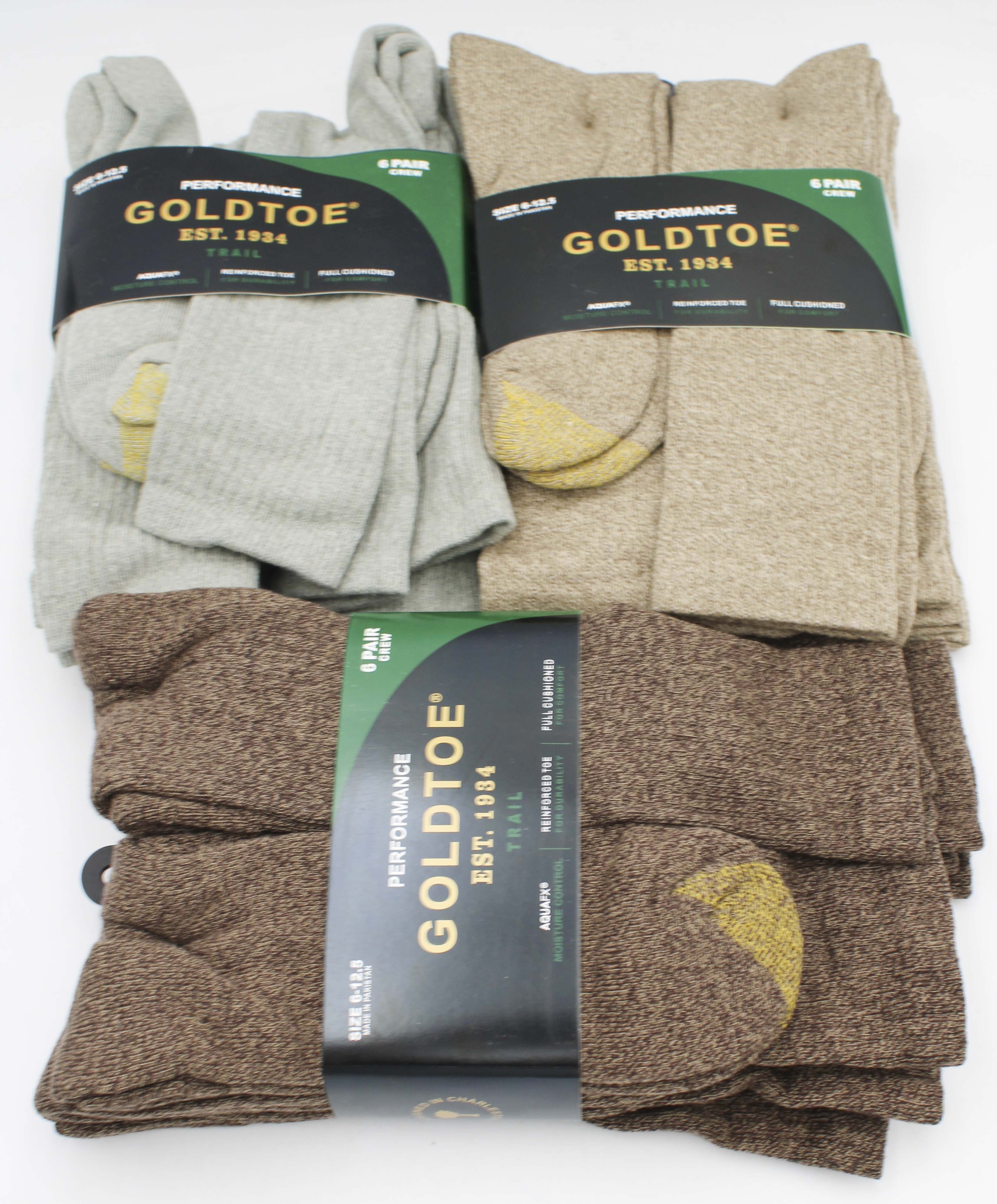 GOLDTOE 6PK CREW SOCKS MIX  PP$22.00 SZ 6-12 NI