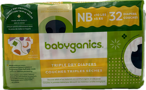 BABYGANICS DIAPERS SIZE NEW BORN 32ct BAG   US