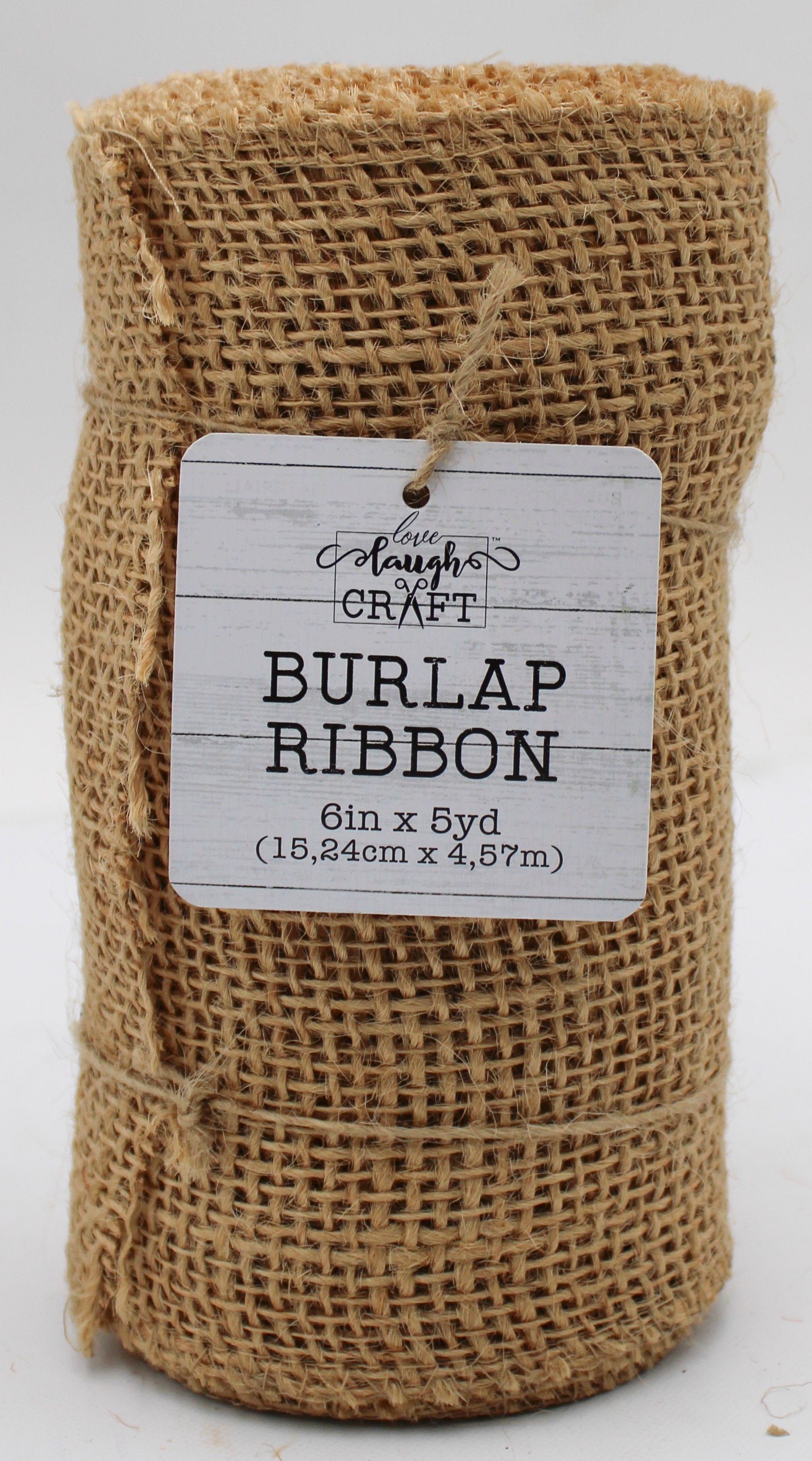6 IN X 5 YD BURLAP RIBBON - NATURAL