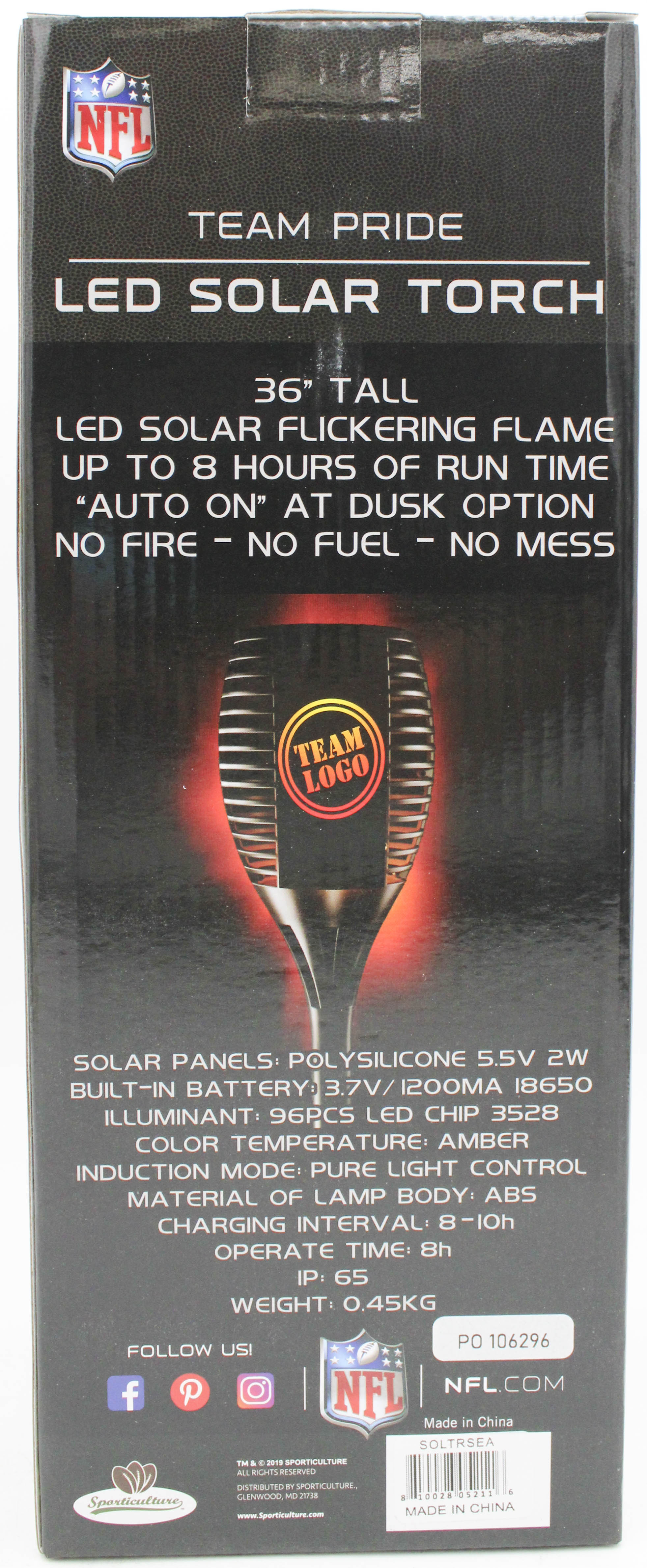 SEATTLE SEAHAWKS LED SOLAR TORCH  36"