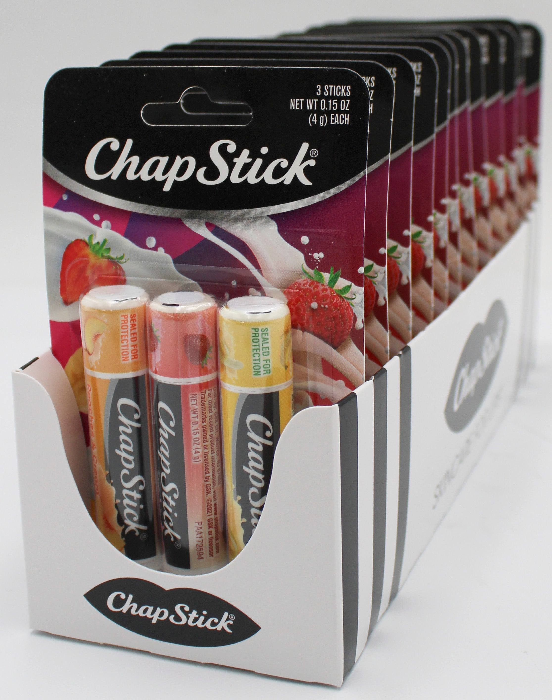 CHAPSTICK  3PK FRUIT N CREAM .45OZ 10/31/2027