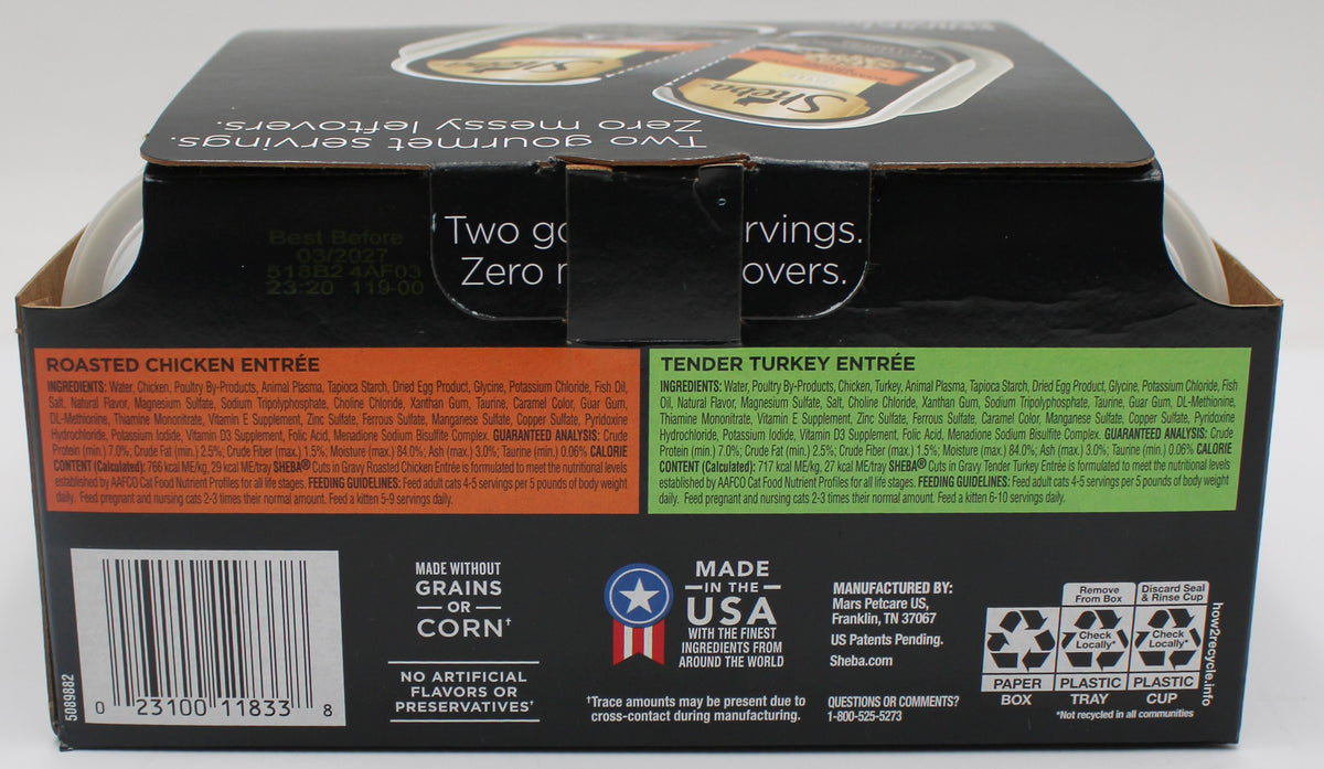 SHEBA PERFECT PORTIONS CUTS IN GRAVY CHICKEN & TURKEY 31.7oz BB 3/27/27