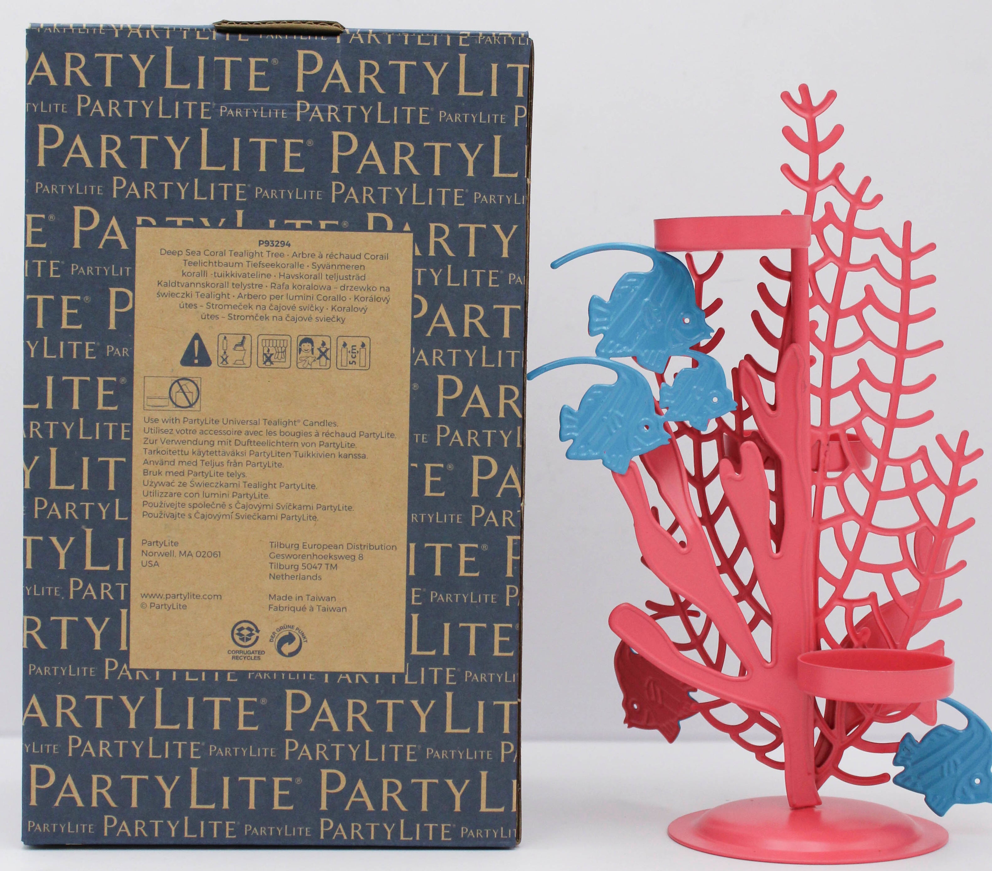 PARTYLITE DEEP SEA CORAL TEALIGHT TREE 5"W x 9"H