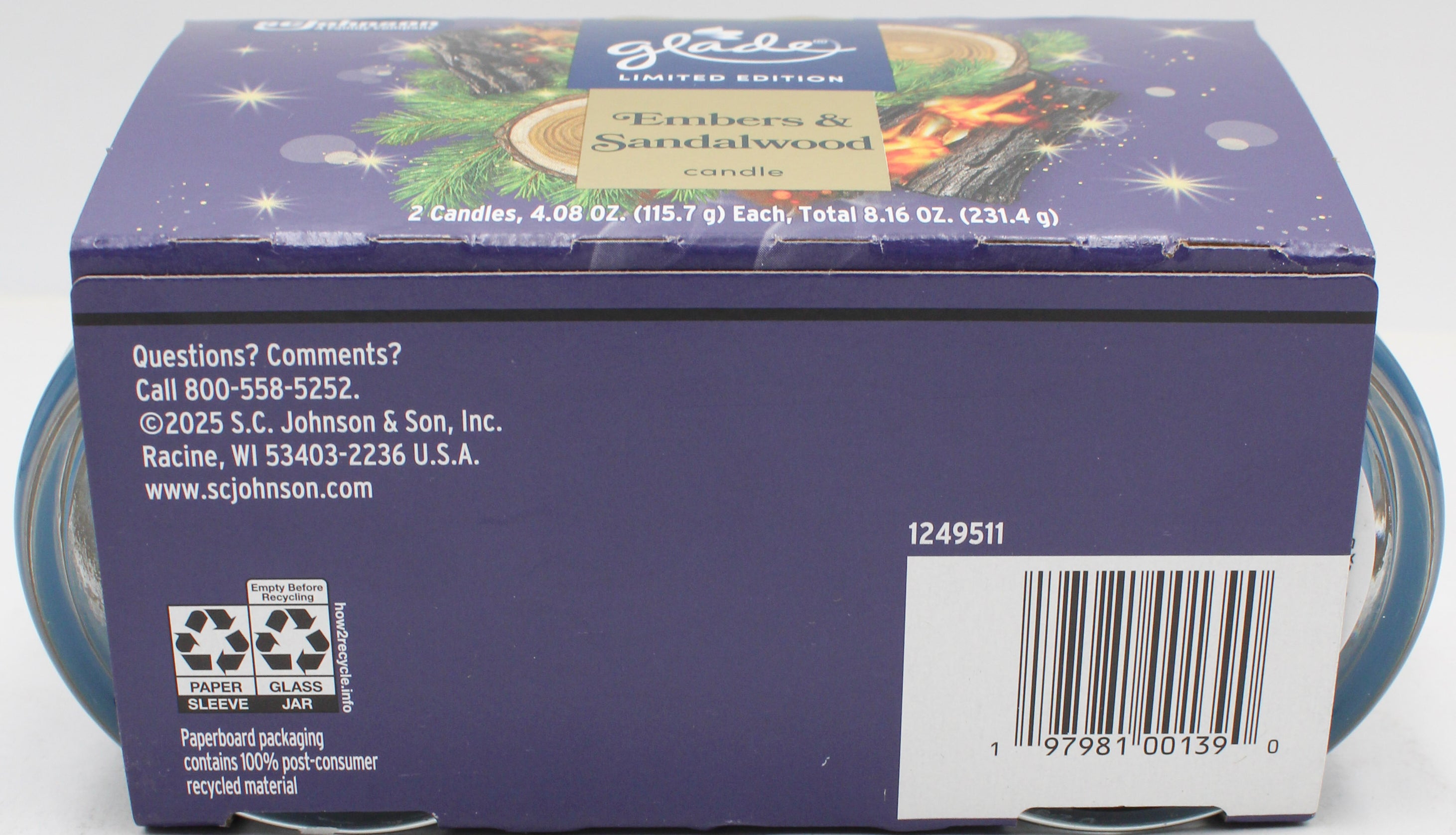 GLADE CANDLE EMBERS & SANDALWOOD 2ct 4.08oz US