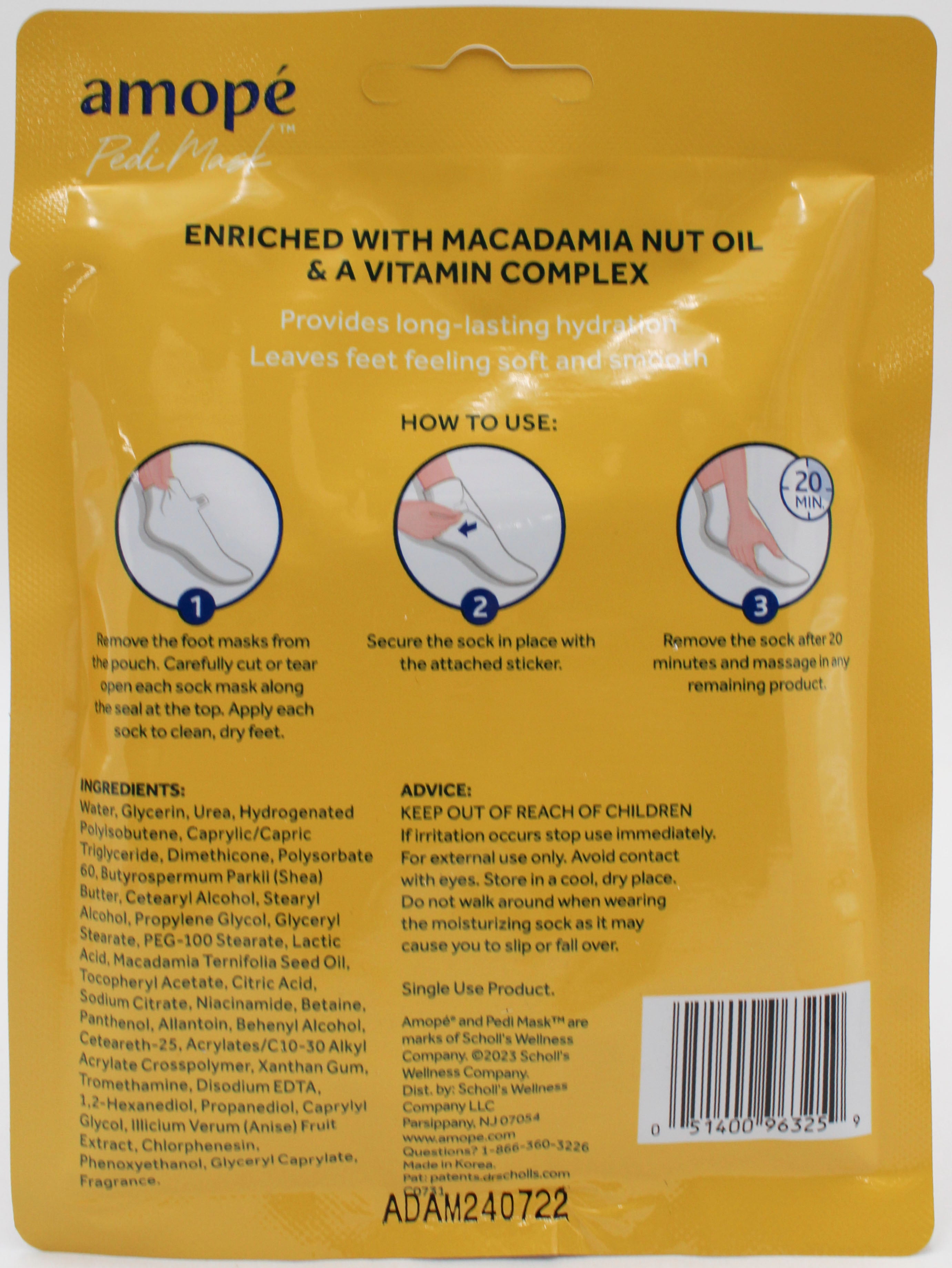AMOPE FOOT MASK MACADAMIA OIL