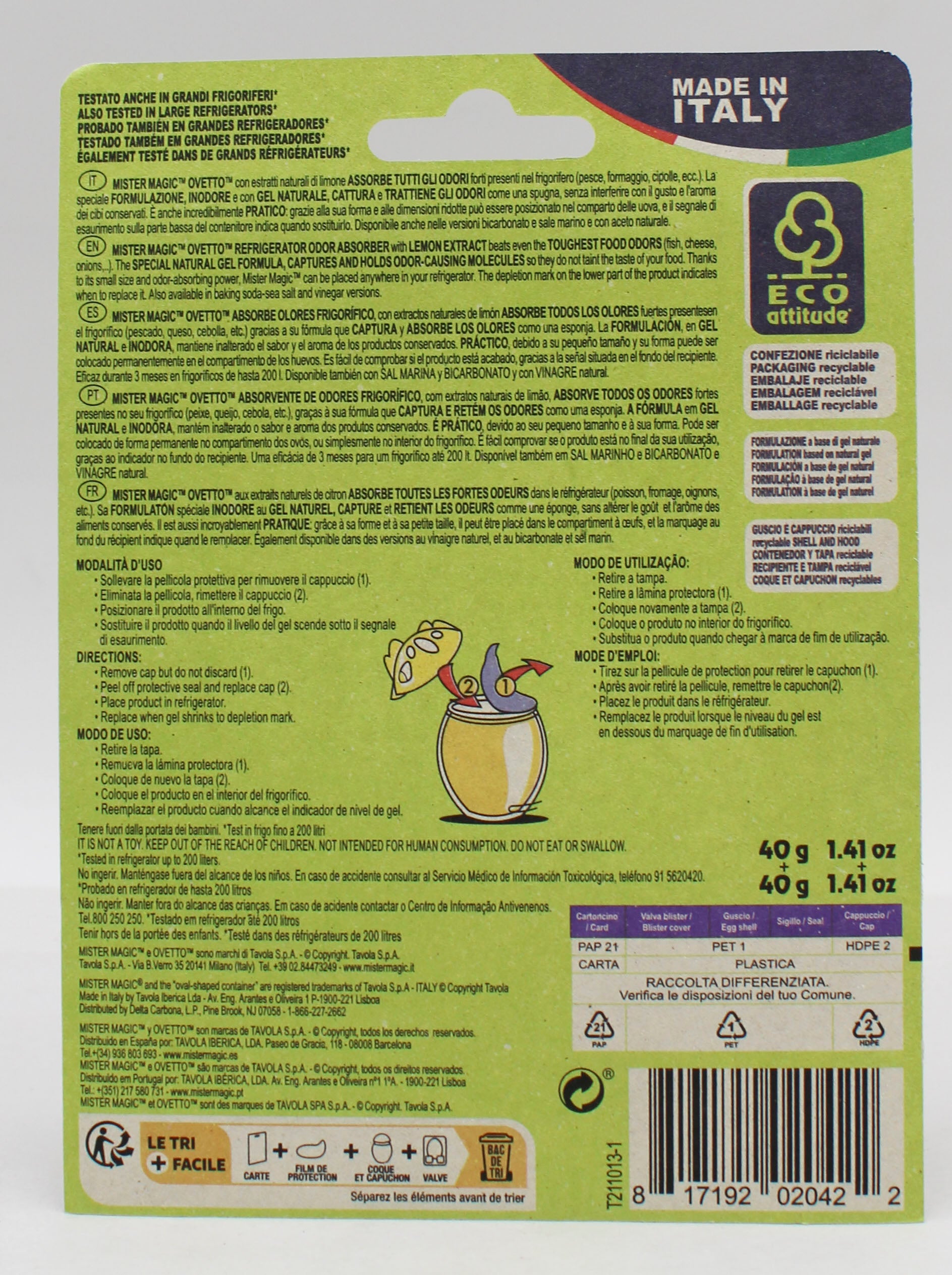 2CT FRIDGE ODOR ABSORBER - LEMON