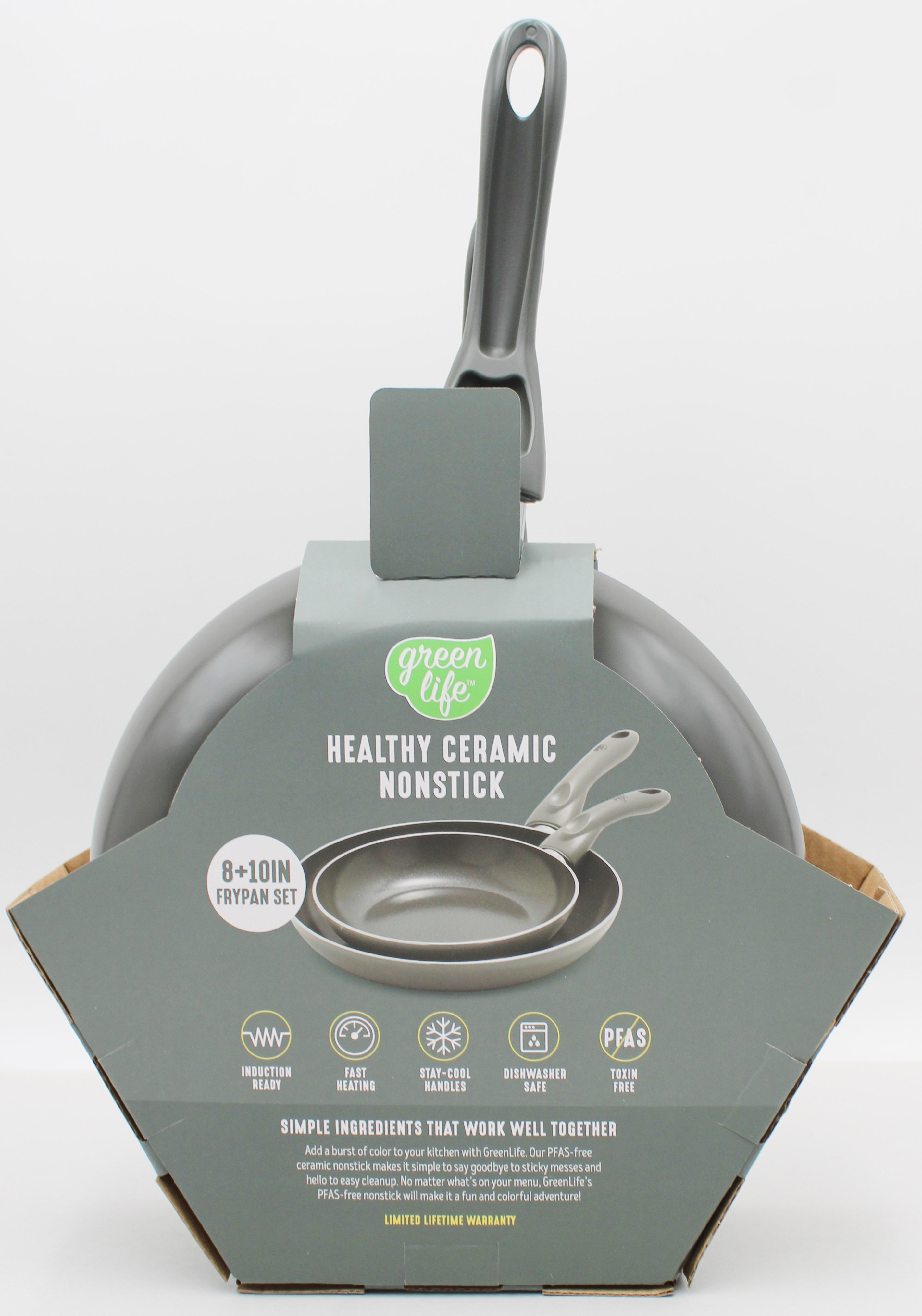 GreenPan Essentials Frypan Set Gray 2-Pack (8" & 10")