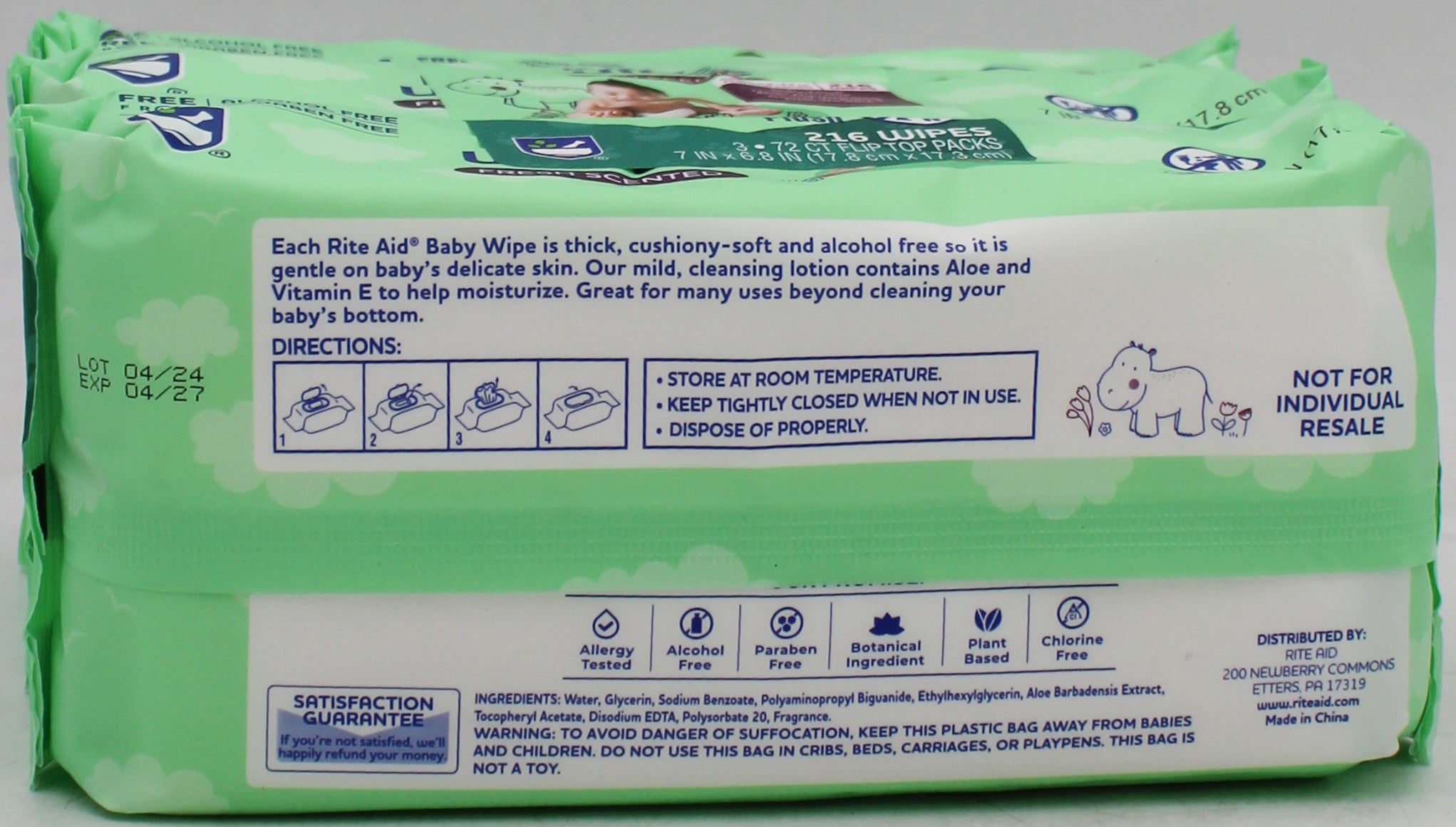 RITE AID BABY WIPES SCENTED 72CT 3PK