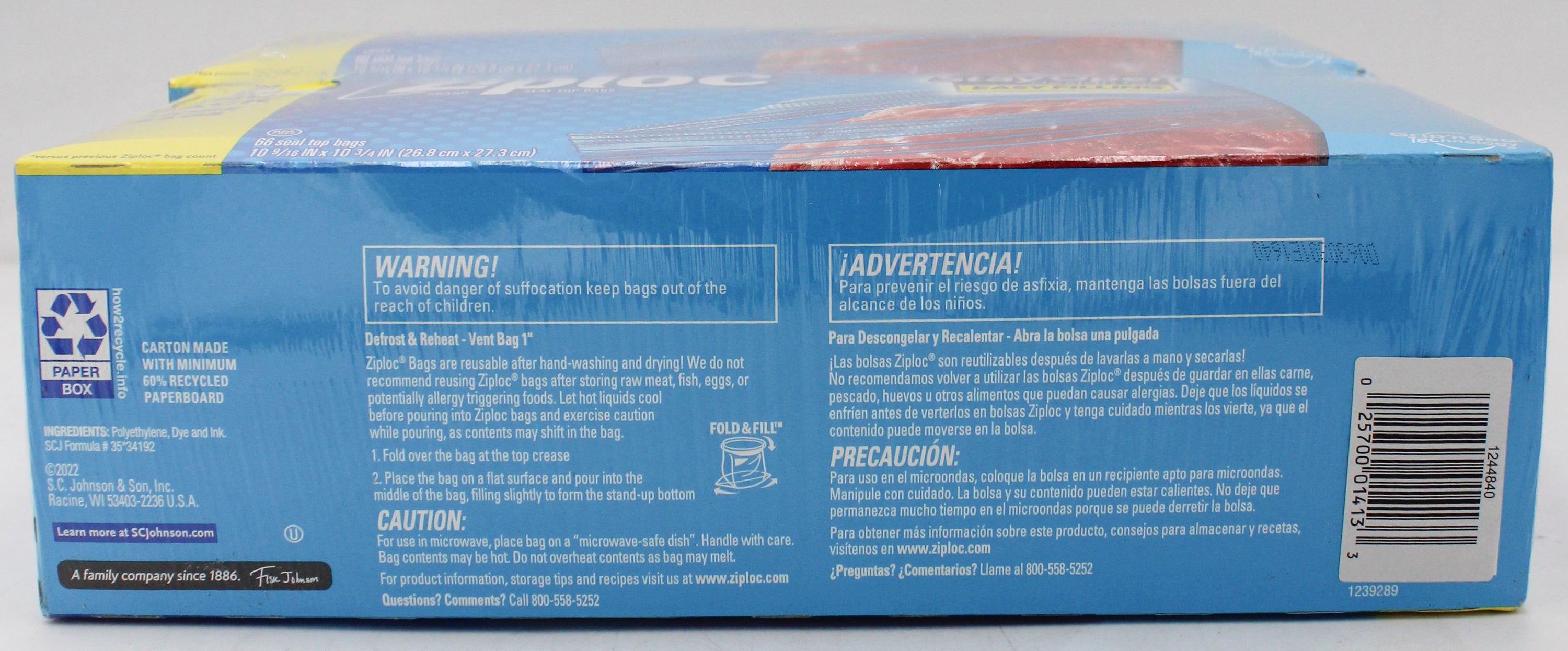 SP ZIPLOC BAGS FREEZER 66CT 2PACK GALLON