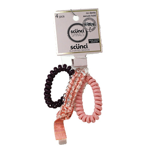 SCUNCI SPIRALS PONYTAILER 4CT-BERRY/PINK NI