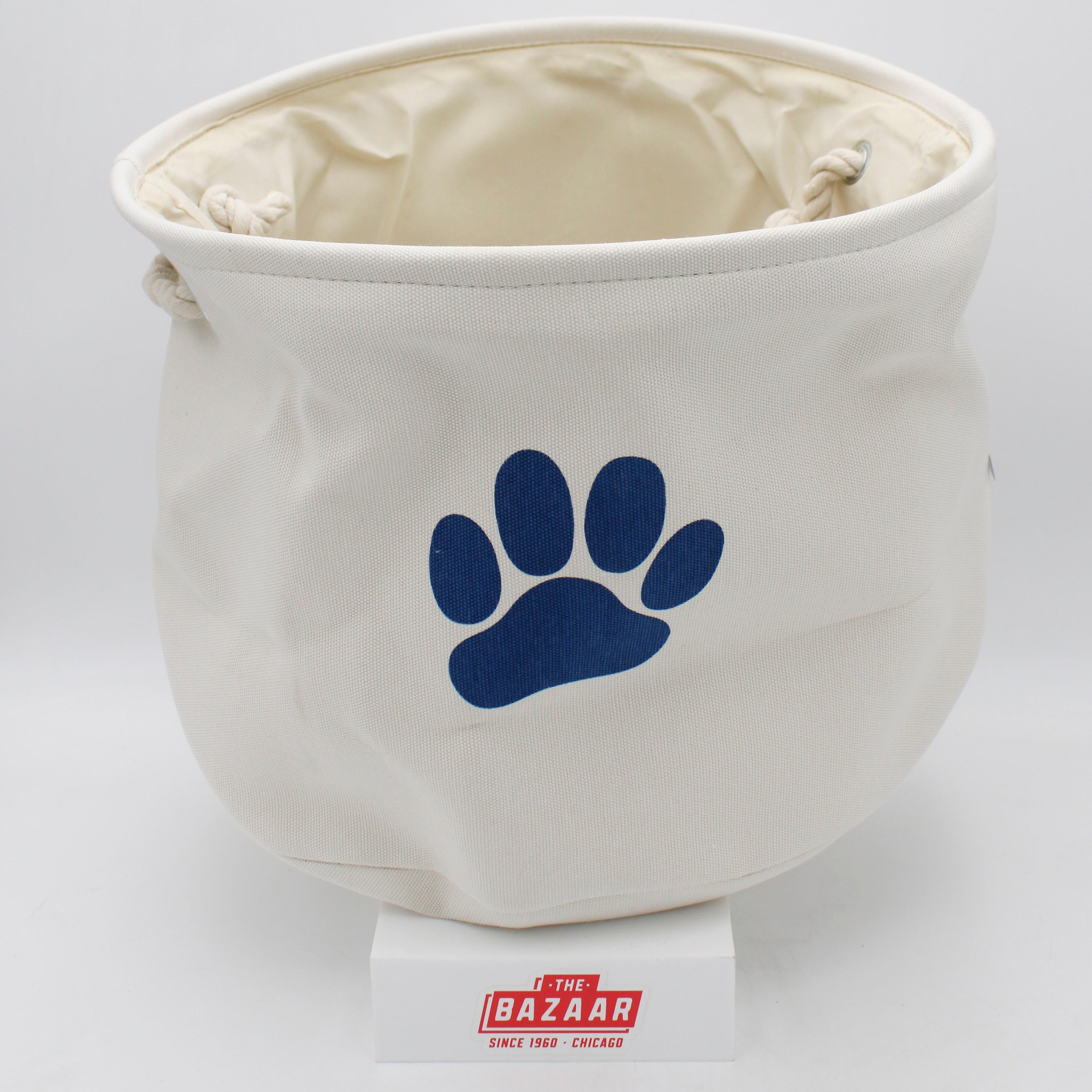 POLYESTER PET BIN PAW OFF WHITE ROUND MEDIUM 12x15x15