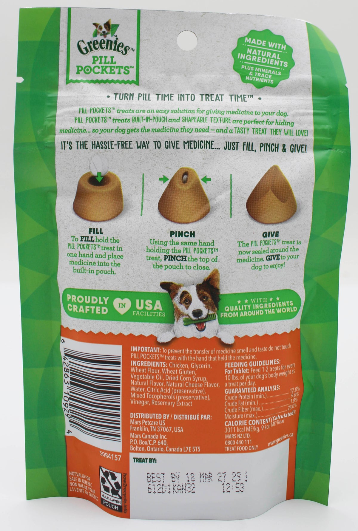 GREENIES PILL POCKETS CHICKEN 3.2oz BB 4/18/27
