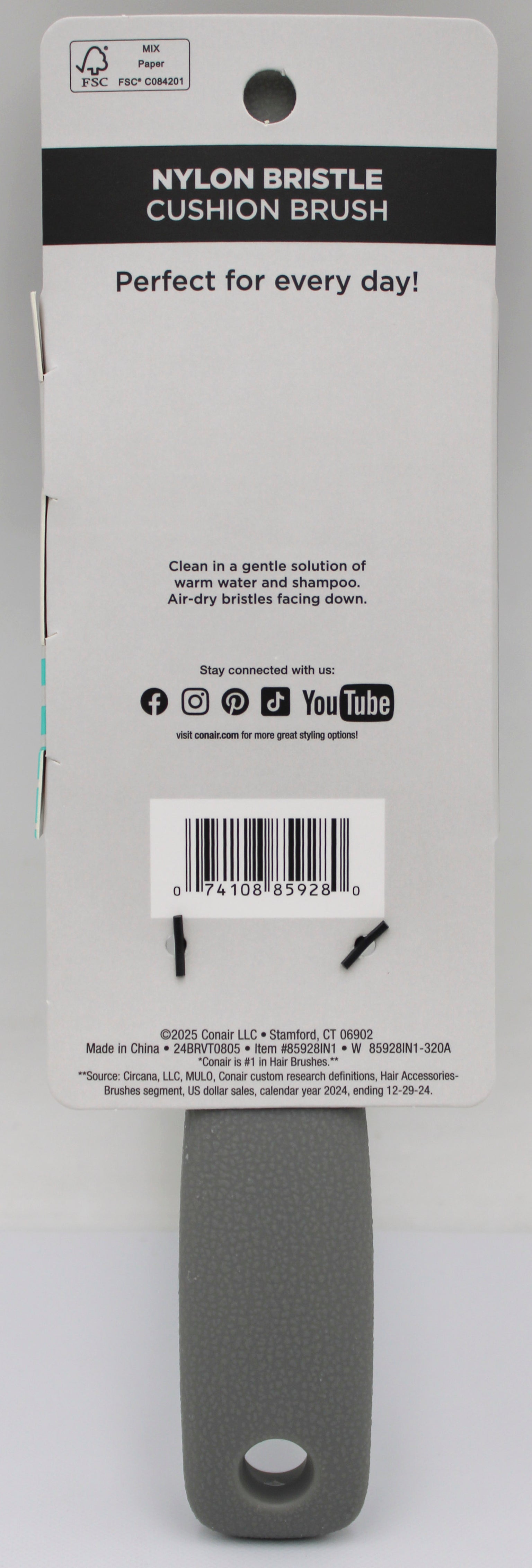 CONAIR MAN CUSHION BRUSH GRAY NI