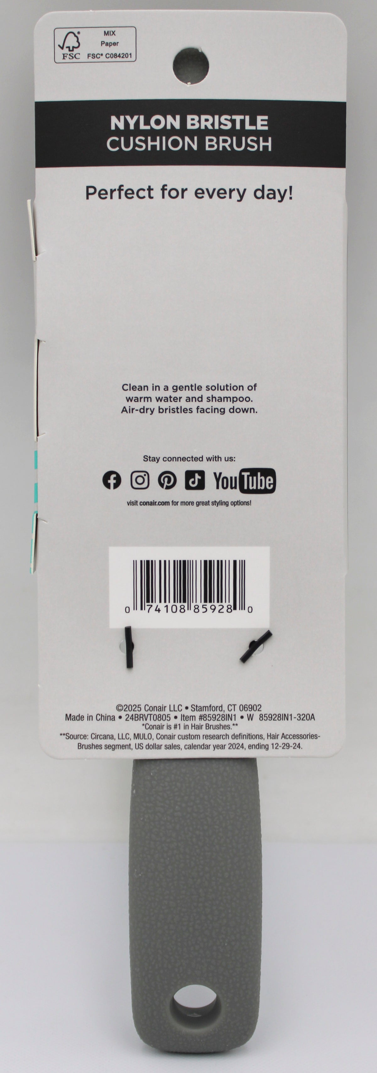 CONAIR MAN CUSHION BRUSH GRAY NI