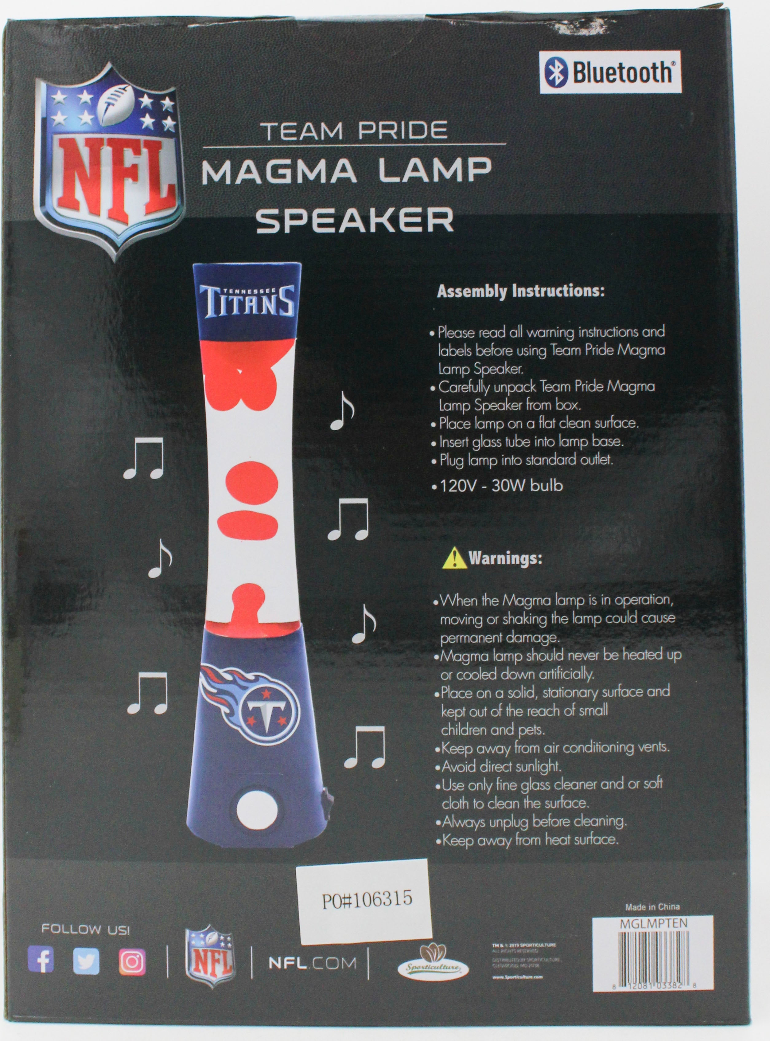TENNESSEE TITANS LAVA LAMP SPEAKER 16.5"