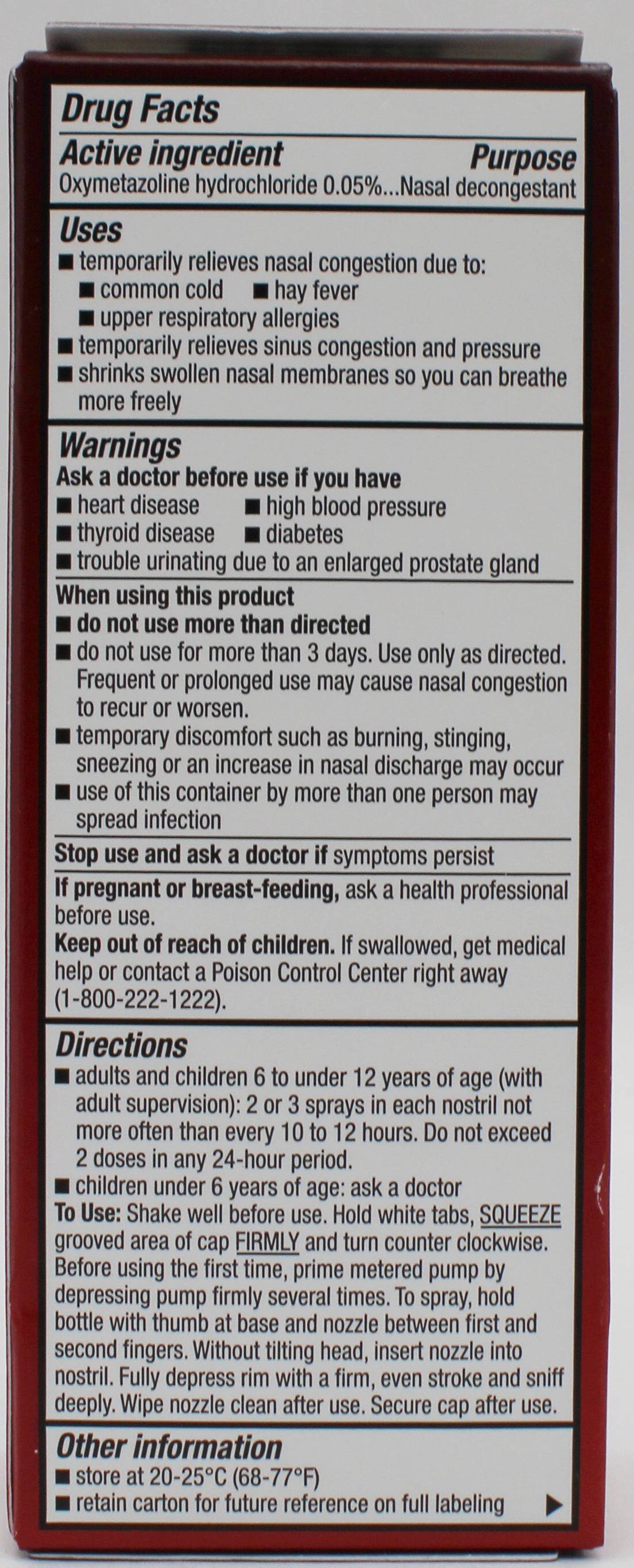 Rite Aid 12HR Nasal Relief Spray No Drip 1oz | Max Strength | Exp 1/2027