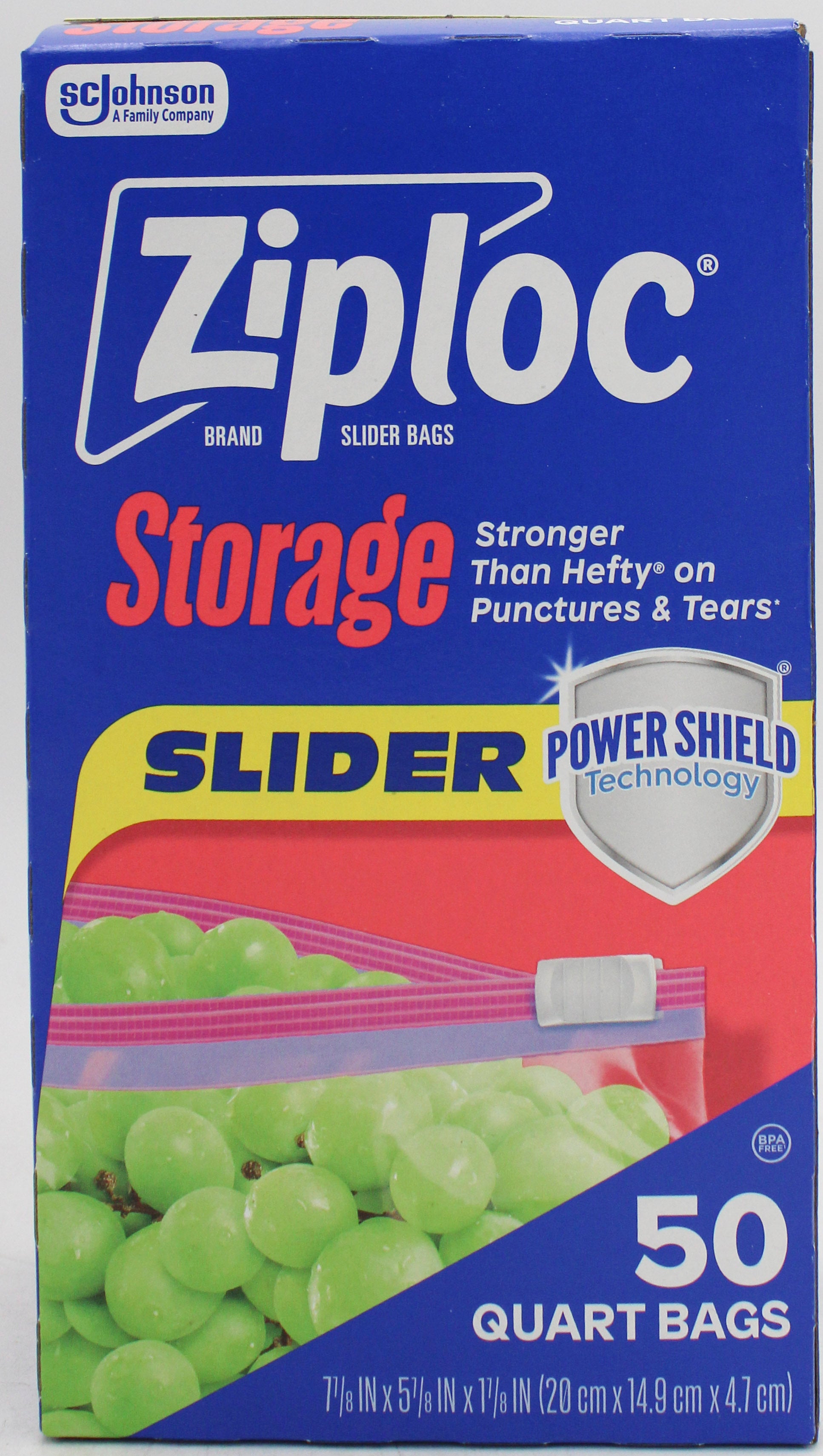 SP ZIPLOC BAG 50ct QUART SLIDER STORAGE