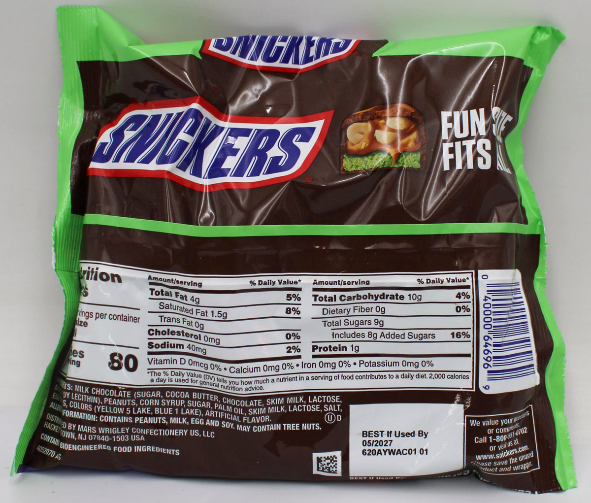 SNICKERS GHOUL GREEN HALLOWEEN FUN SIZE CANDY 6.66oz BB 05/31/2027