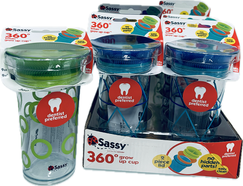 SASSY GROW UP CUP 360° TRITAN 9oz ASSORTED COLORS COUNTER DIPLAY NI