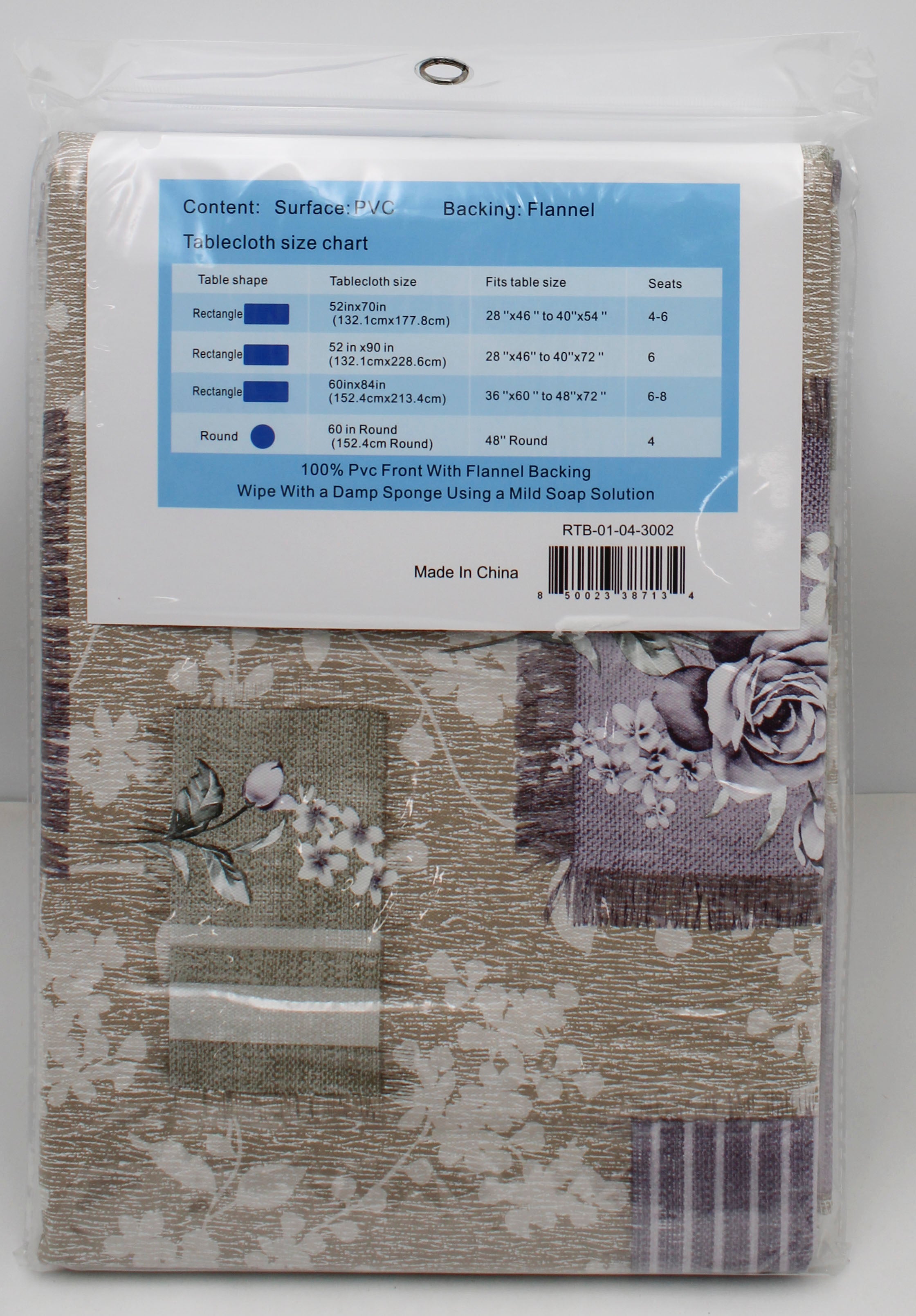 '60x84" PRINTED VINYL TABLECLOTH