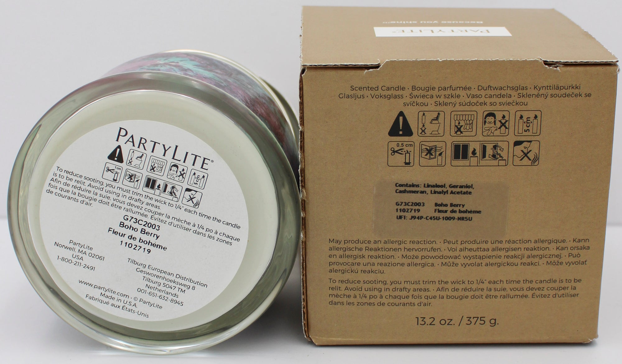 PARTYLITE BOHO BERRY 3-WICK JAR CANDLE 13.2oz'