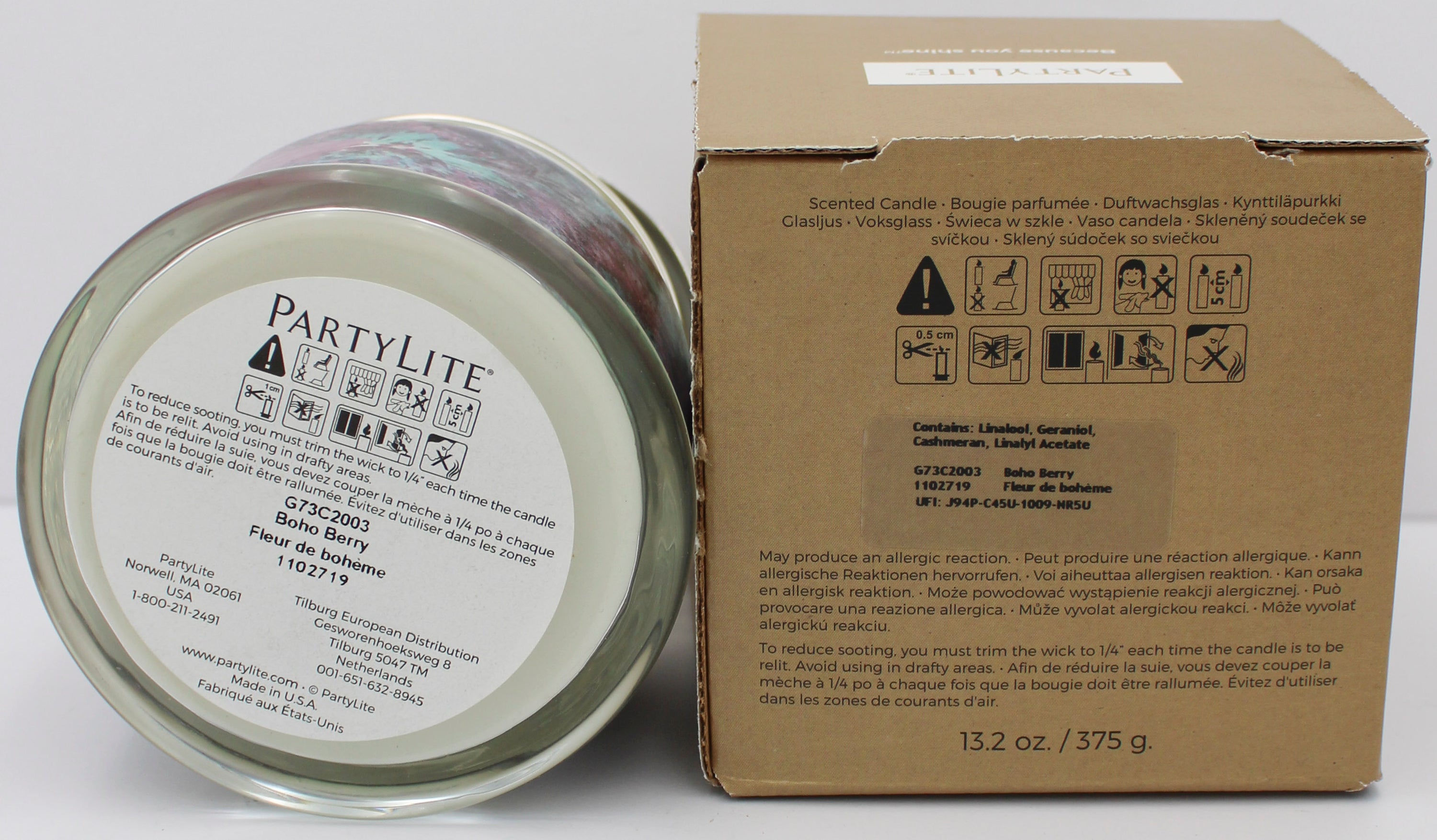 PARTYLITE BOHO BERRY 3-WICK JAR CANDLE 13.2oz'