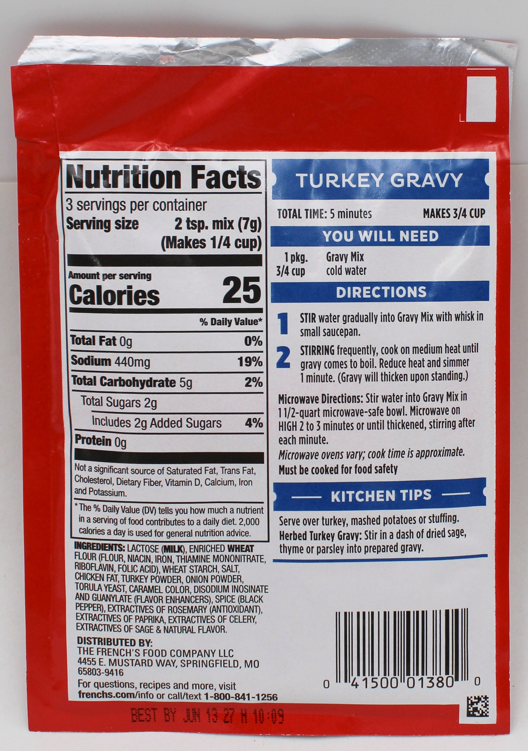 FRENCH'S TURKEY GRAVY PACK .75 Oz BB 6/13/2027