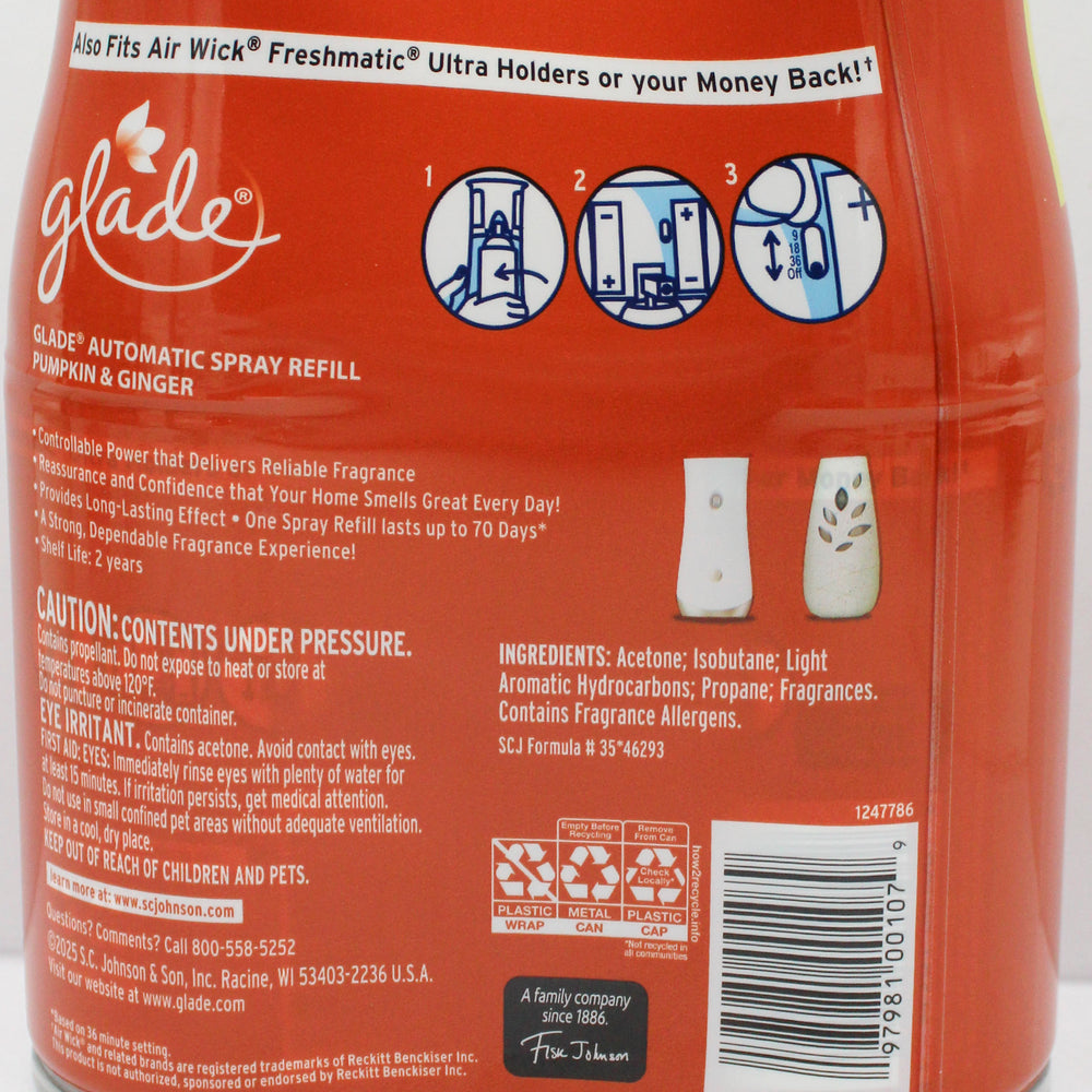 GLADE AUTOMATIC SPRAY PUMPKIN & GINGER 2 REFILLS 6.2oz US