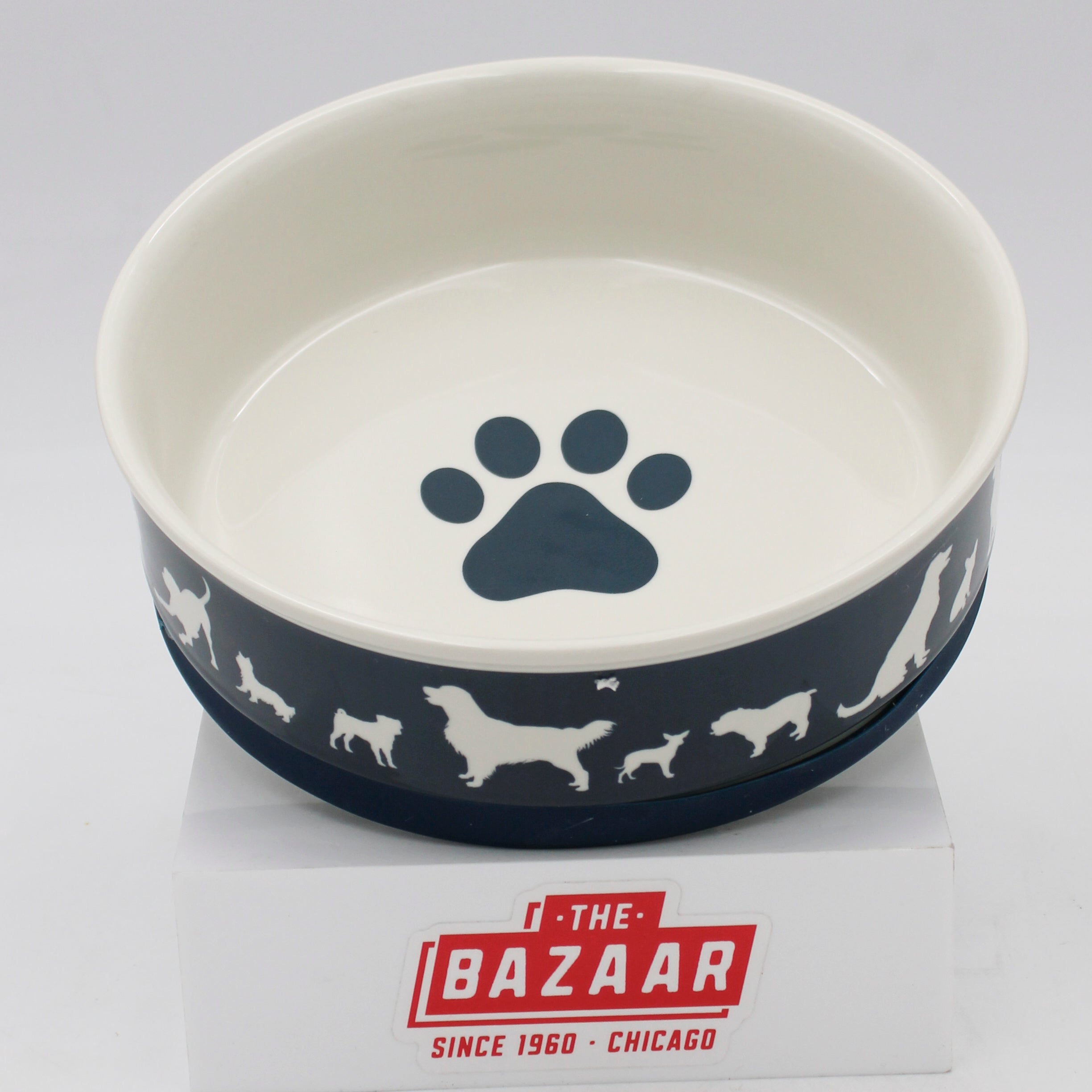 PET BOWL - DOG SHOW NAVY - LARGE 7.5Dx2.4H