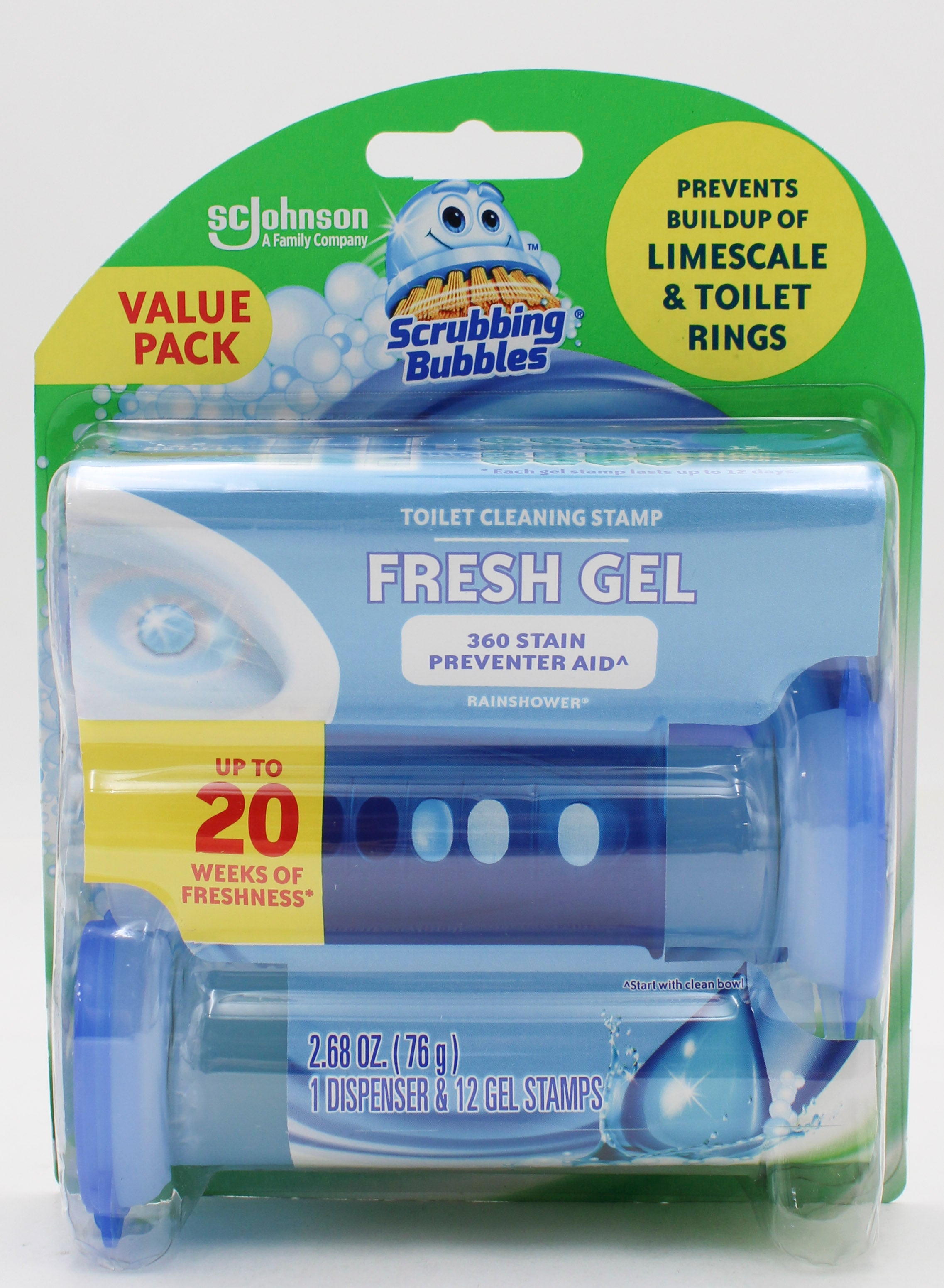 SCRUBBING BUBBLES TOILET CLEANING DISPENSER W/ 12 STAMPS RAIN SHOWER US