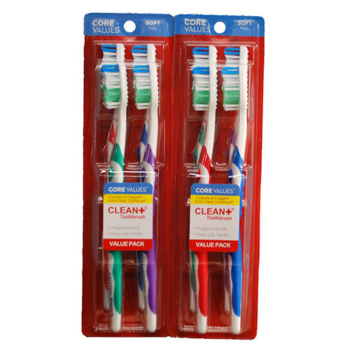 CORE VALUES TOOTHBRUSH 4PK SOFT ASST COLORS