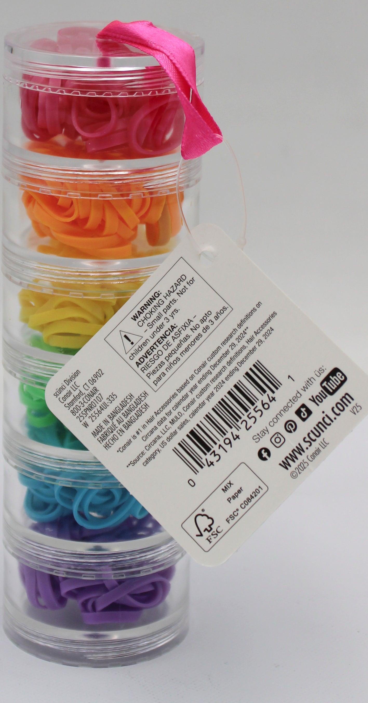 SCUNCI 300CT POLYBANDS ASSORTED COLORS IN JAR NI