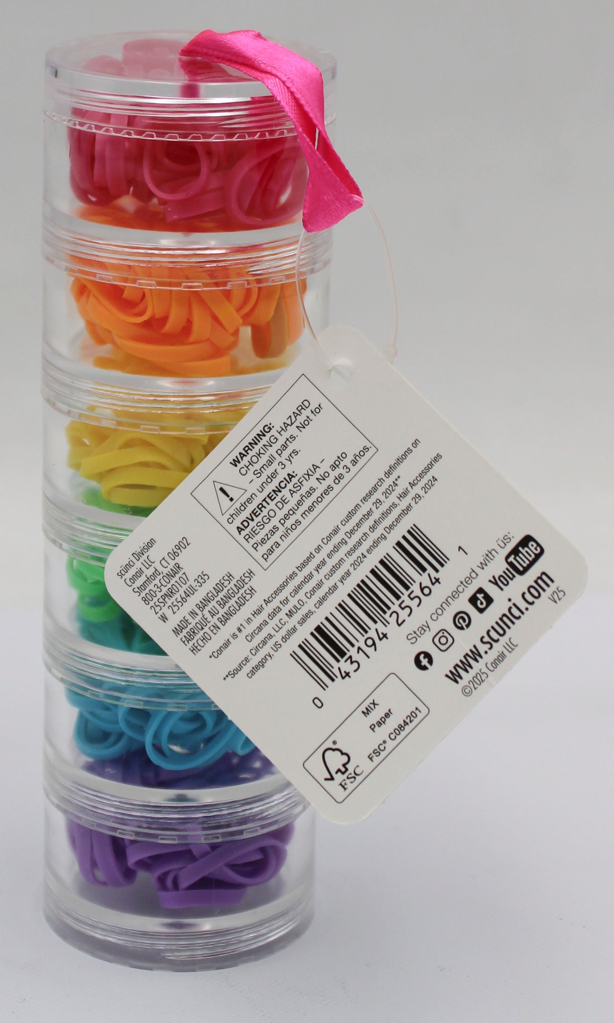 SCUNCI 300CT POLYBANDS ASSORTED COLORS IN JAR NI