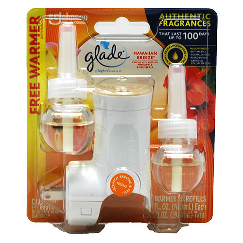 GLADE OIL RFLL .67oz/2CT W/WRMR-HAWAIIAN BREEZE