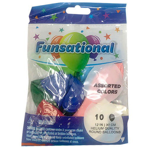 HELIUM RND BALLOONS 12"/10CT-ASST.