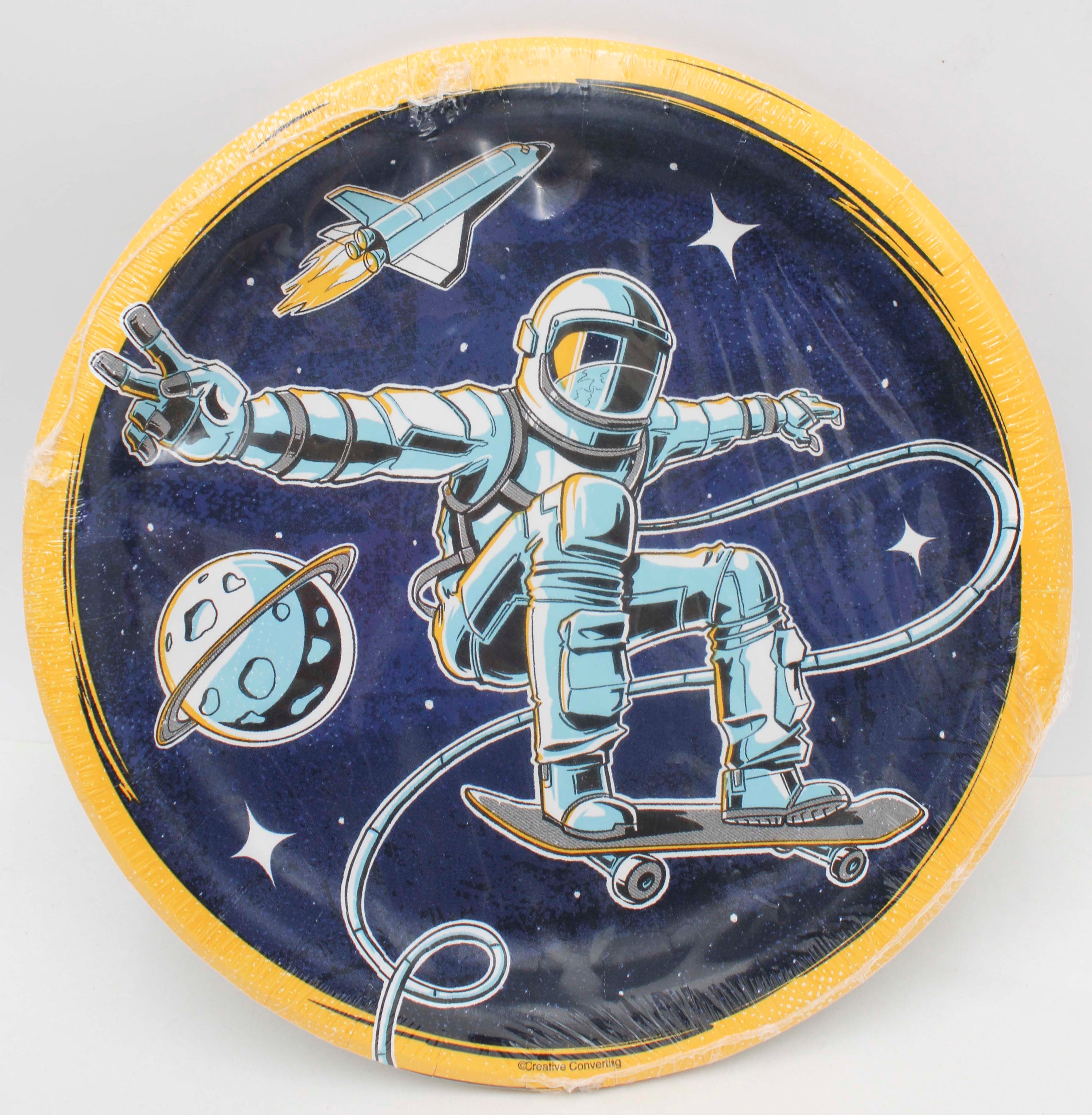 9" Paper Dinner Plates Space Skater 8ct Wholesale Pack