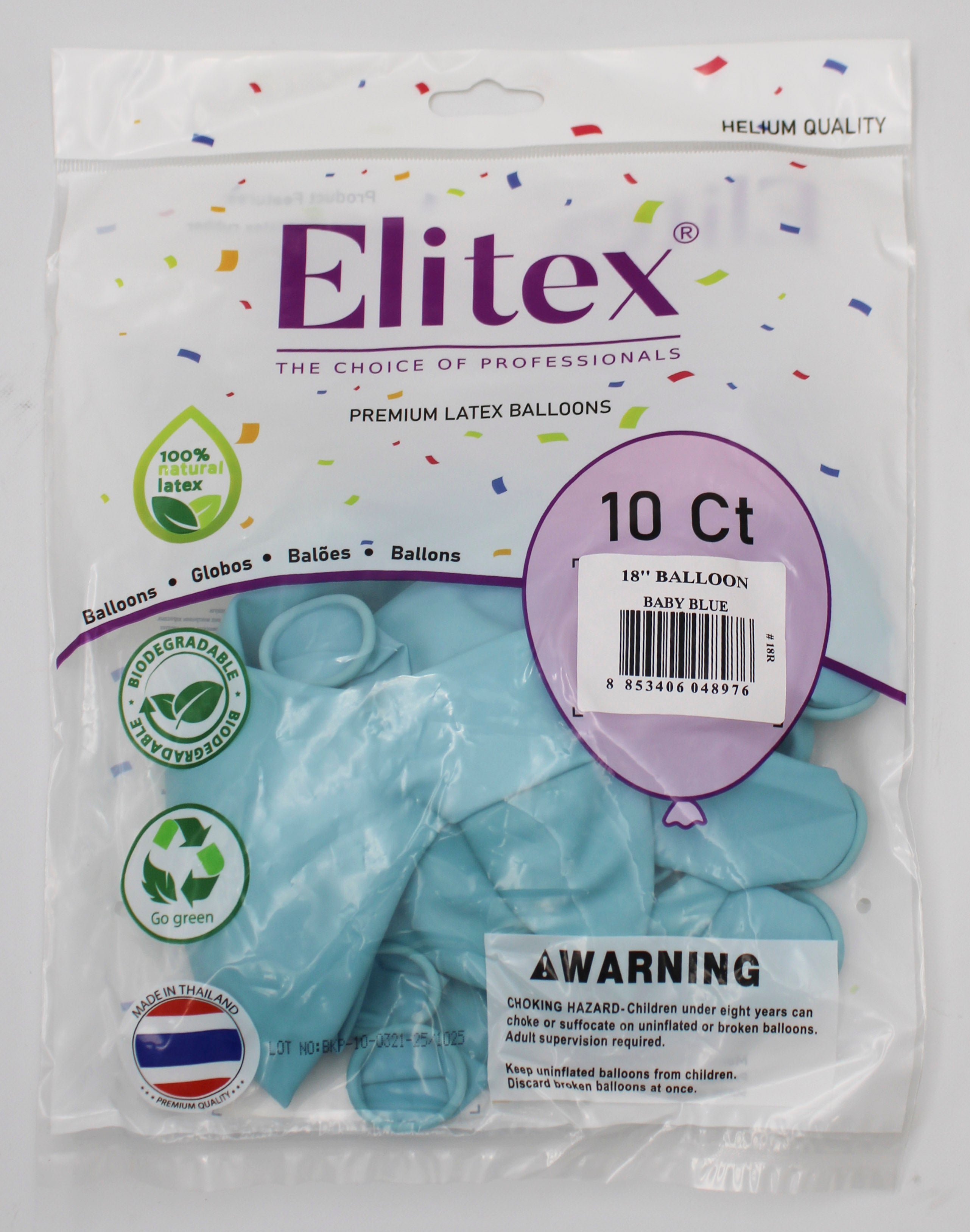 ELITEX 18" PASTEL BABY BLUE ROUND BALLOON, 10 PACK