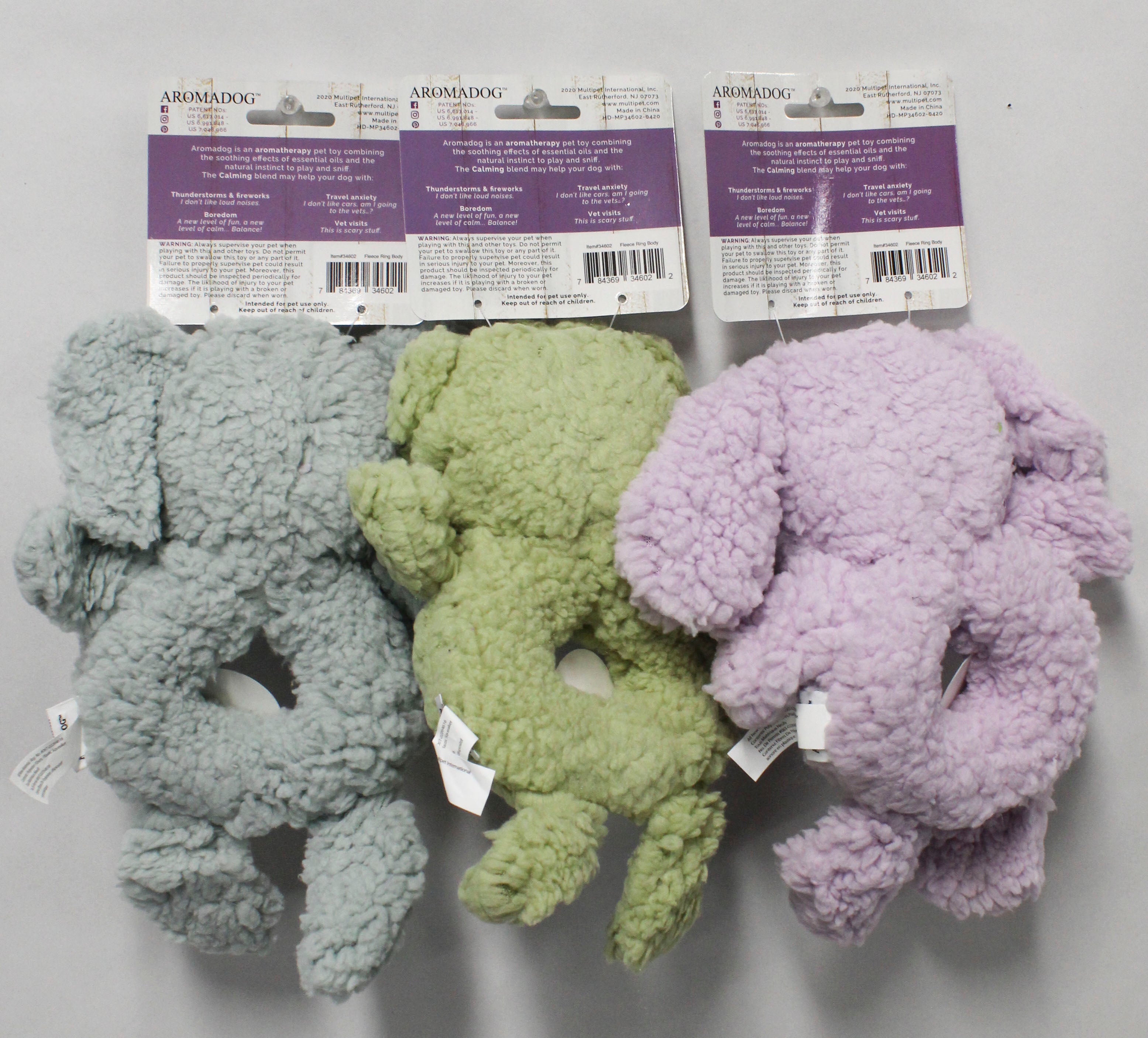 MULTIPET AROMADOG CALM FLEECE RING DOG TOY 9"