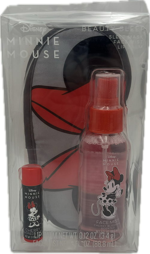 DISNEY MINNIE MOUSE BEAUTY SLEEP MIST SET 1-0.12ozLIP BALM 1-3oz FACE MIST CHERRY BLOSSOM NI
