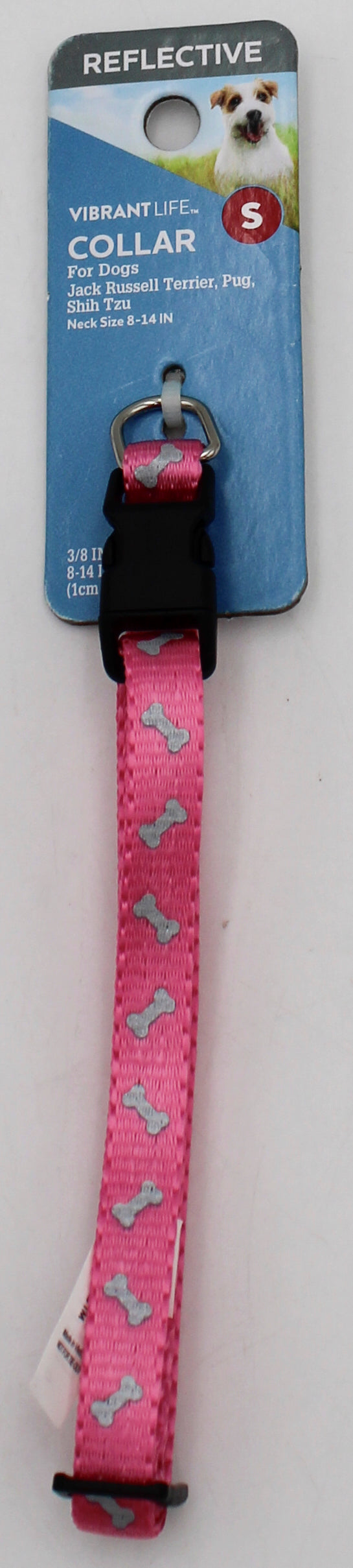 VIBRANT LIFE  SMALL REFLECTIVE BONES COLLAR PINK