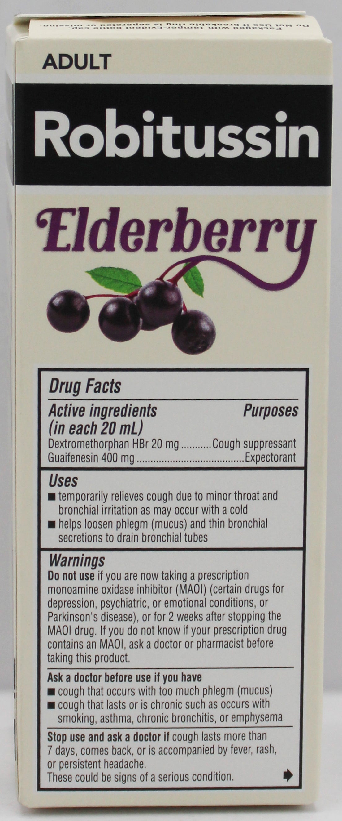ROBITUSSIN ELDERBERRY ADULT COUGH SYRUP 4OZ EXP 9/30/2026 NI