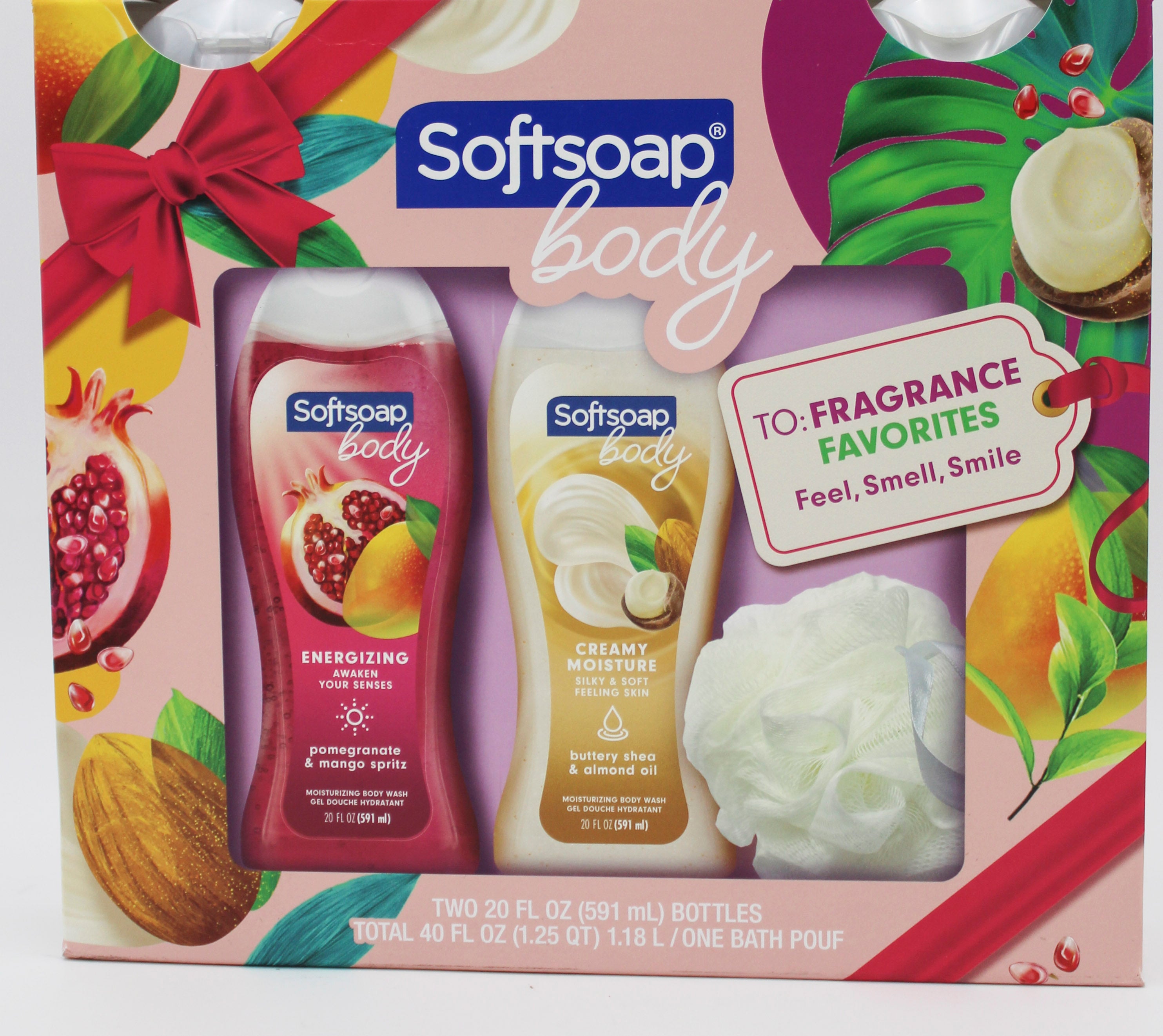 SOFTSOAP BODY WASH FRAGRANCE FAV GIFT SET 2ct 20floz W/LOOFAH NI