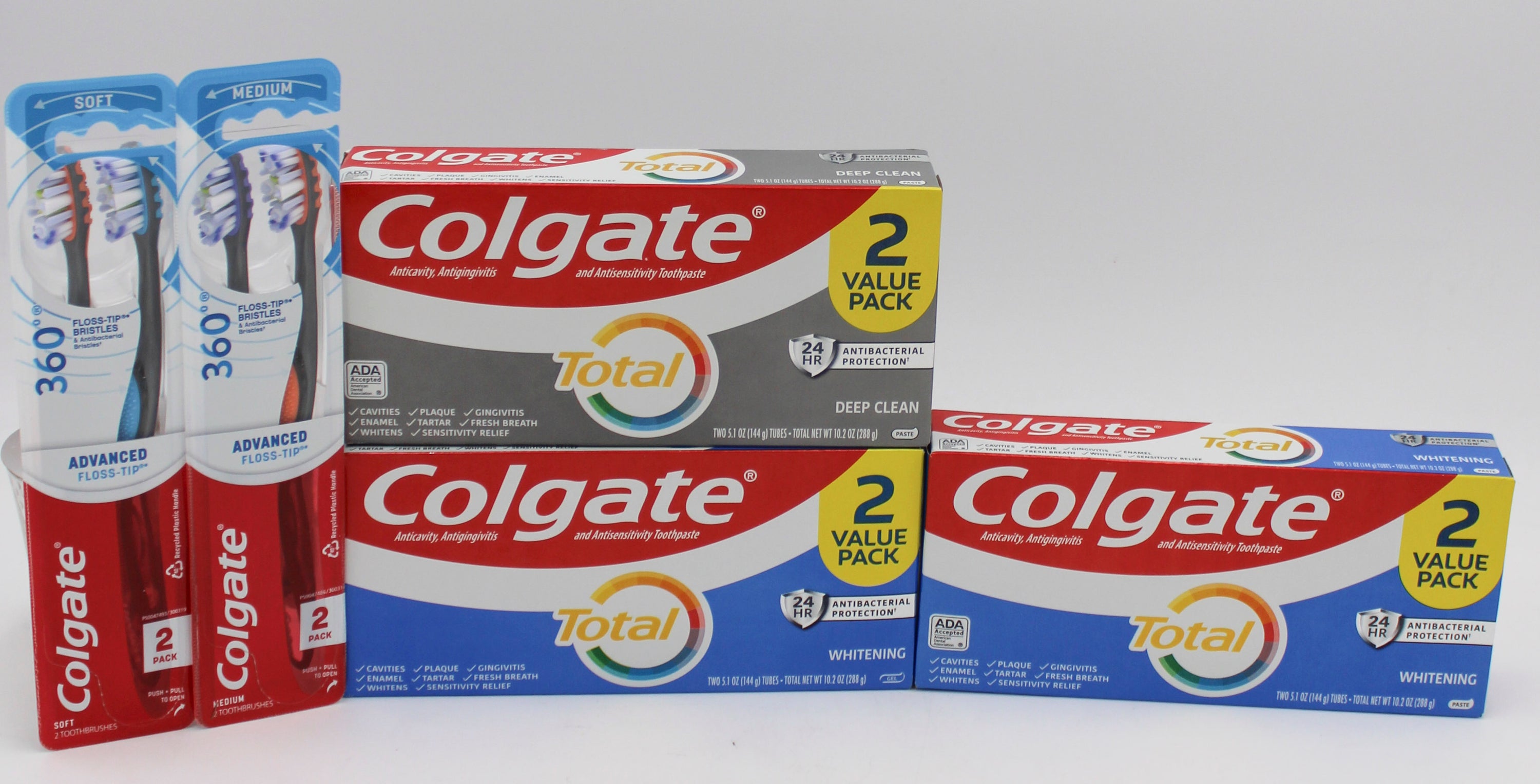 COLGATE MIXED 2ct TOOTHPASTE/TOOTHBRUSH DISPLAY NI