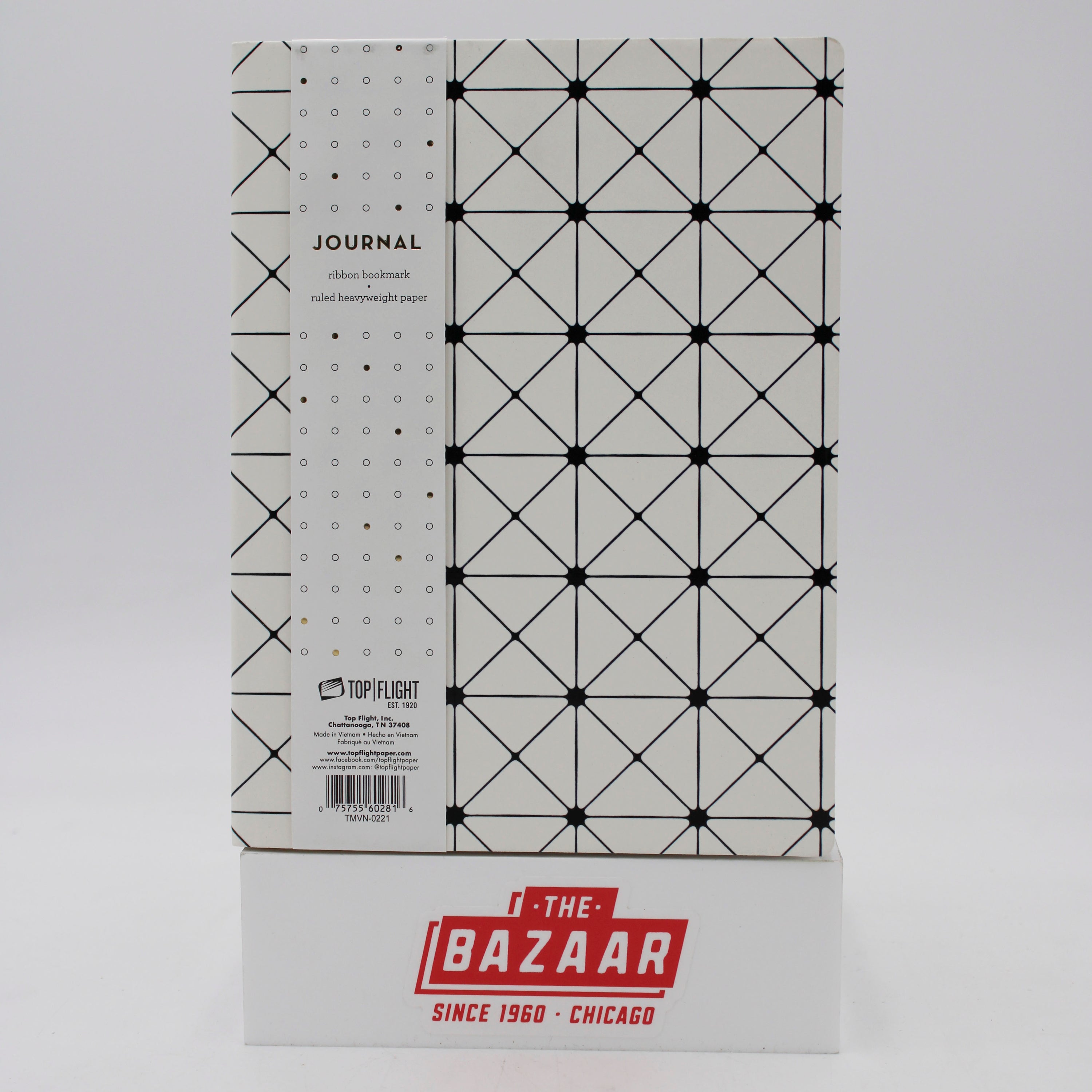 TOP FLIGHT CRISSCROSS CREAM LEATHERETTE JOURNAL 6" x 8"