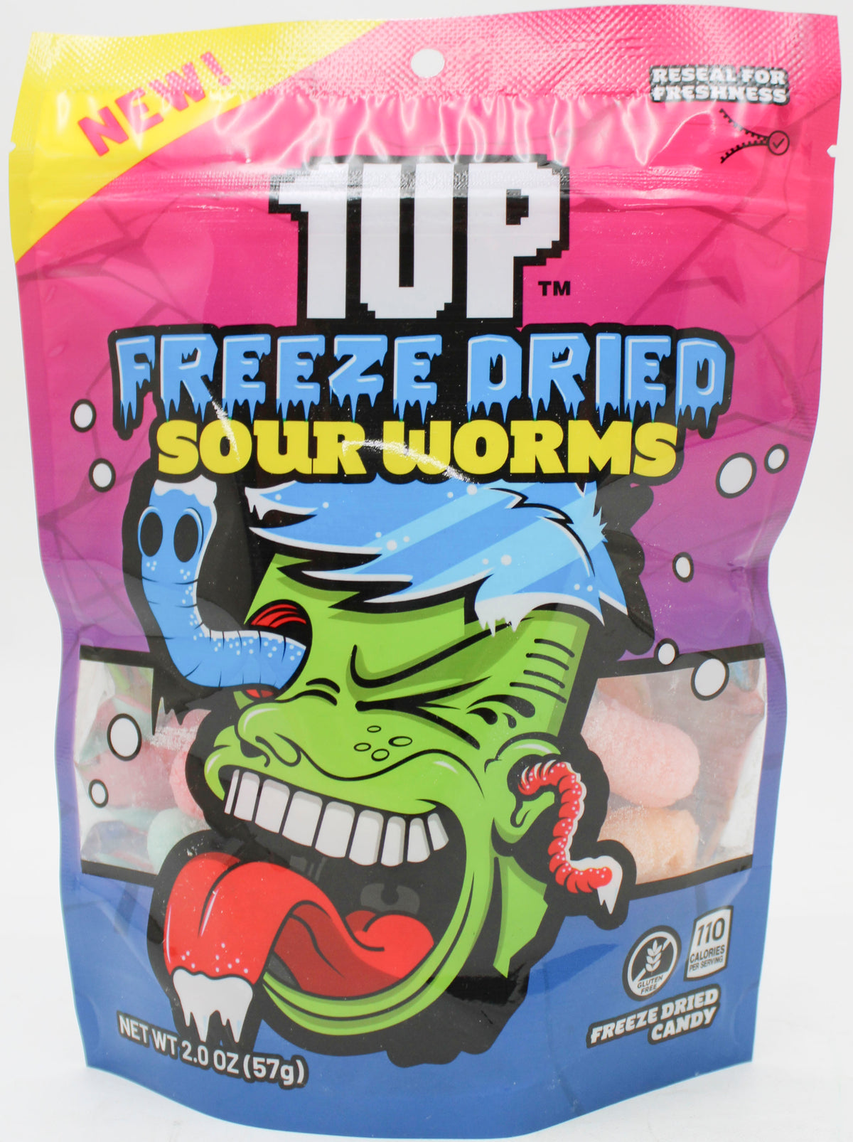 1UP FREEZE-DRIED SOUR WORMS 2.0 OZ BB AUG 2027